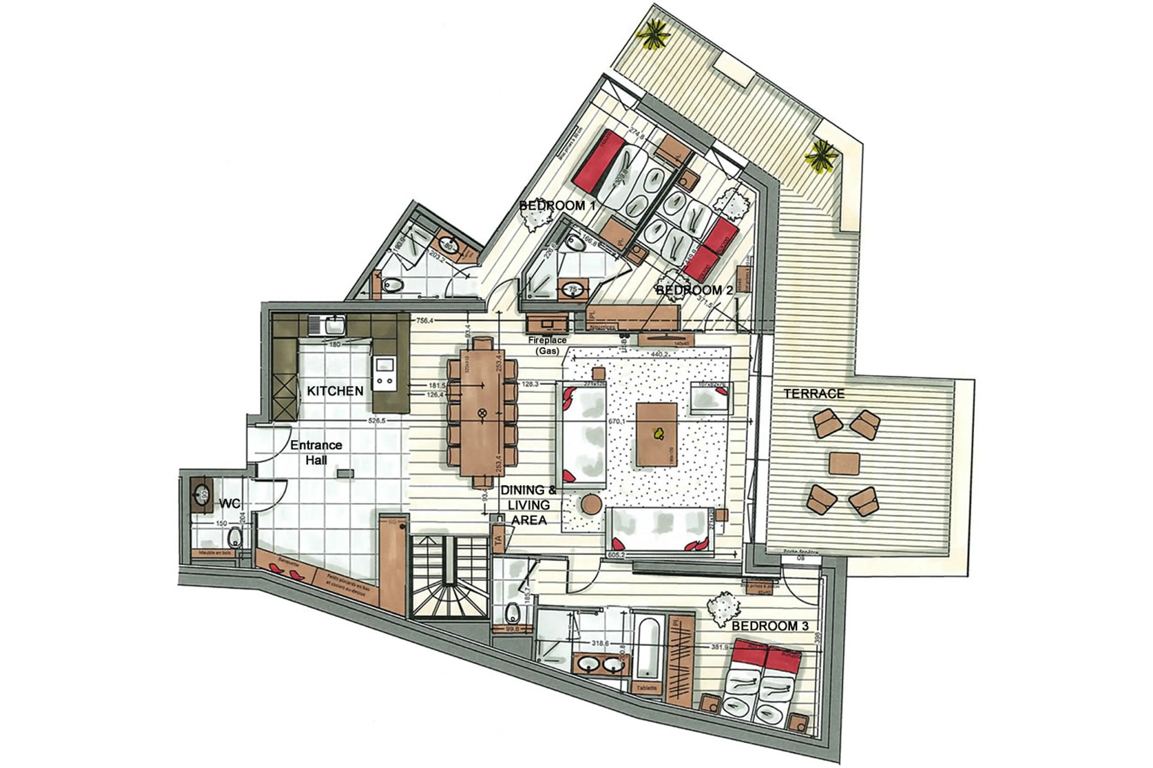 Upper level floor plan of Apartment Alaska Lodge 4