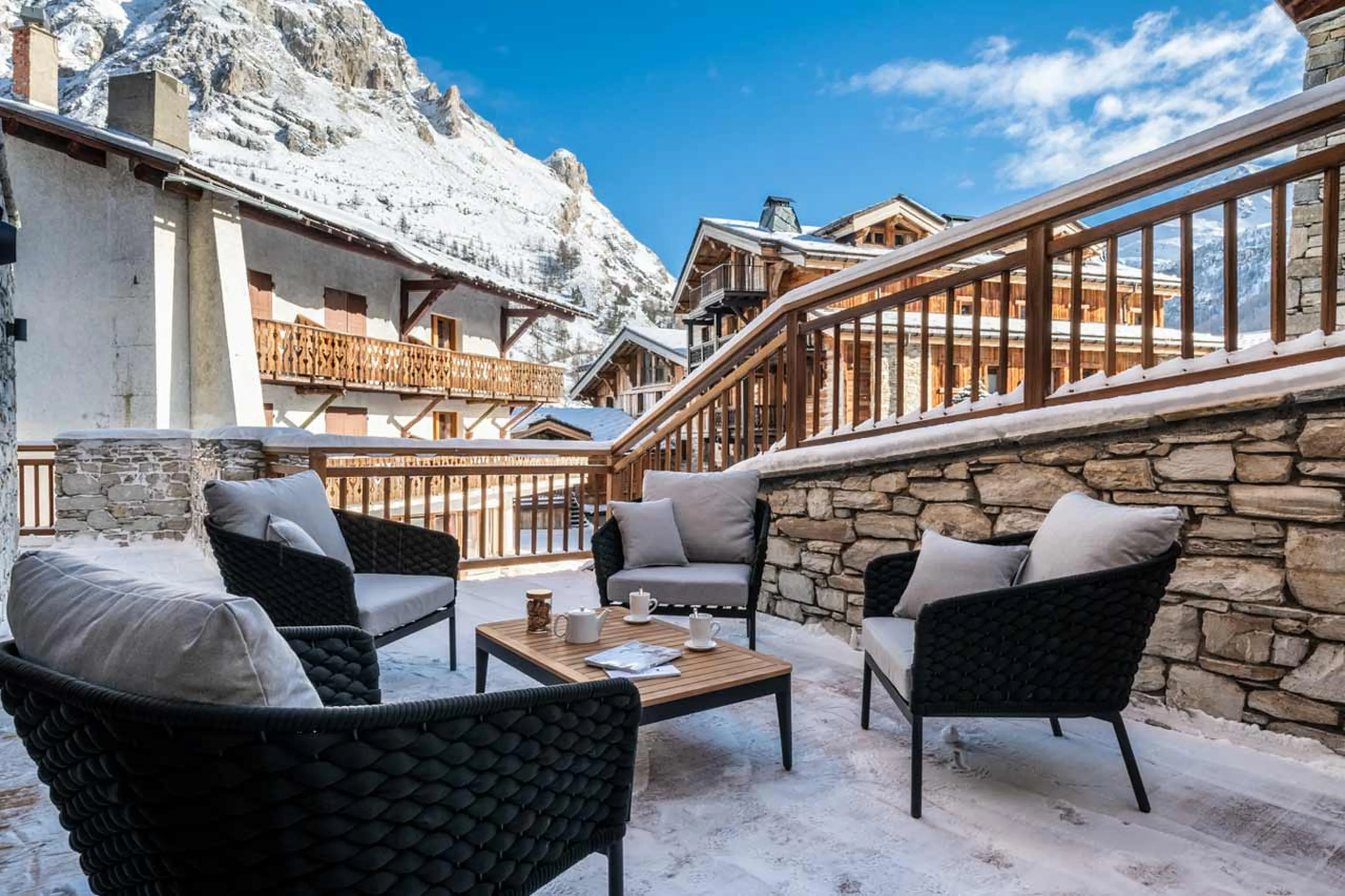 Terrace with mountain view at Alaska Lodge 4 in Val d'Isere