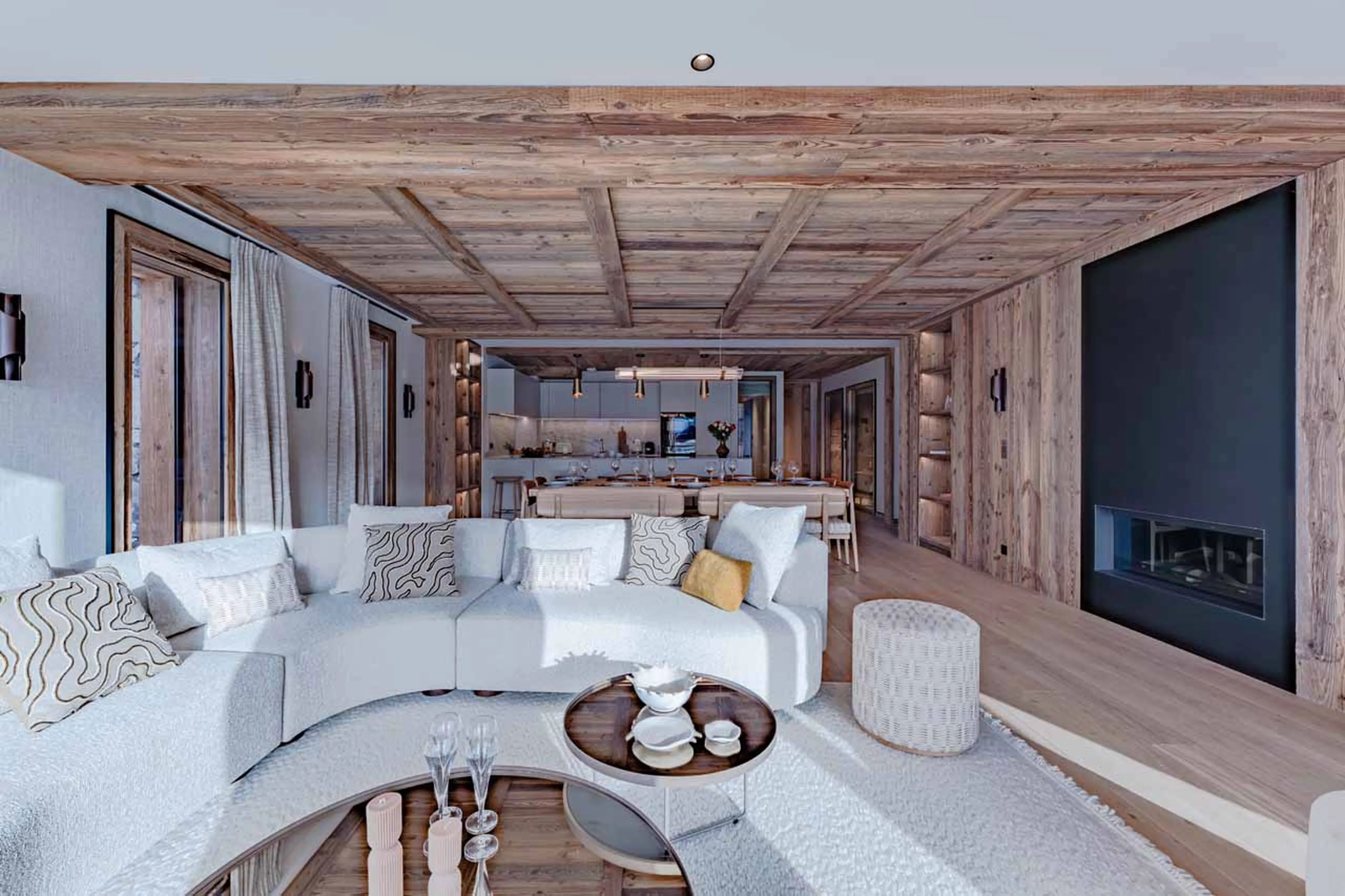 Living area open-plan at Apartment Alba 101 in Meribel