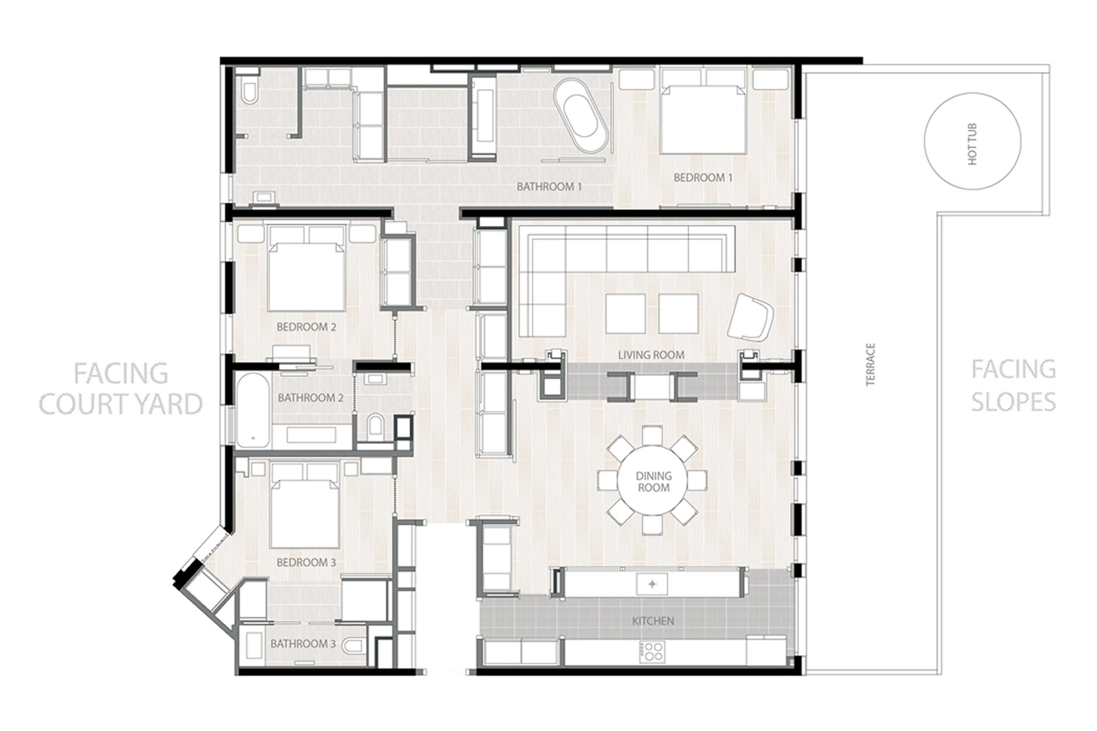 Floor plan of Apartment Amethyst in Courchevel 1850