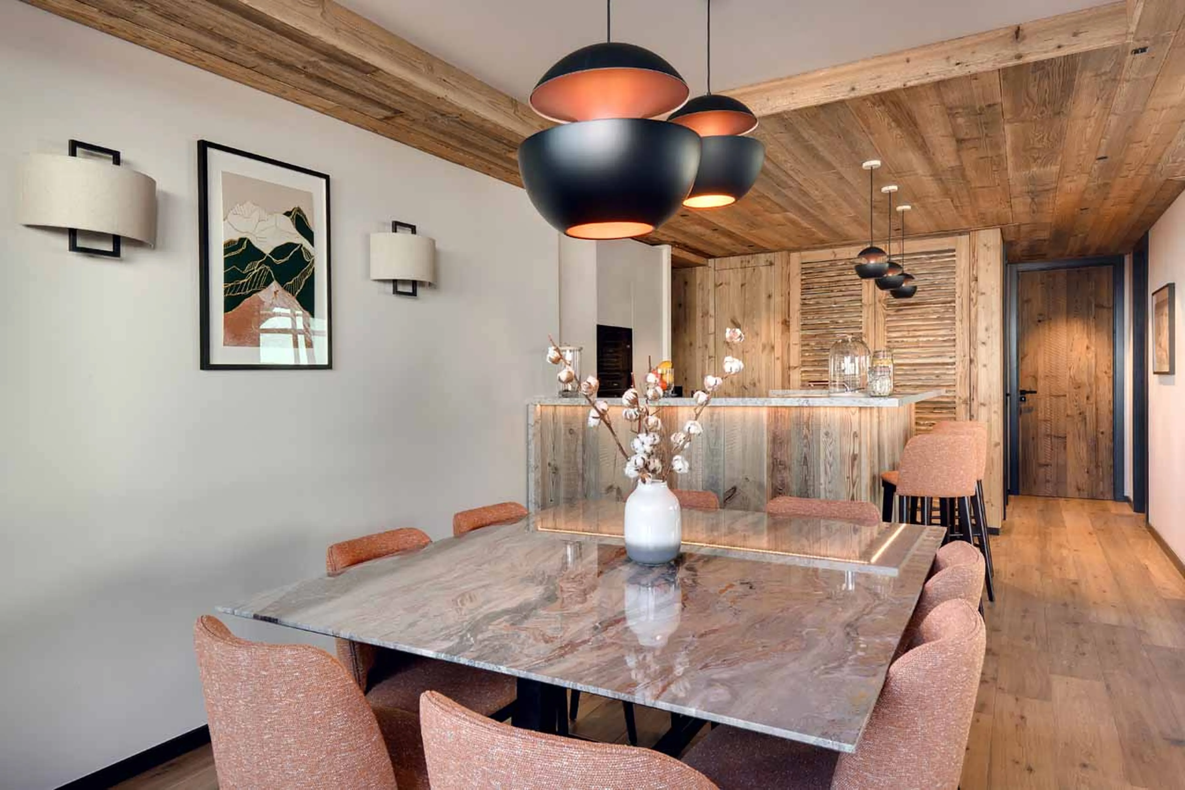 Dining table at Apartment Antares Mira 002 in Meribel