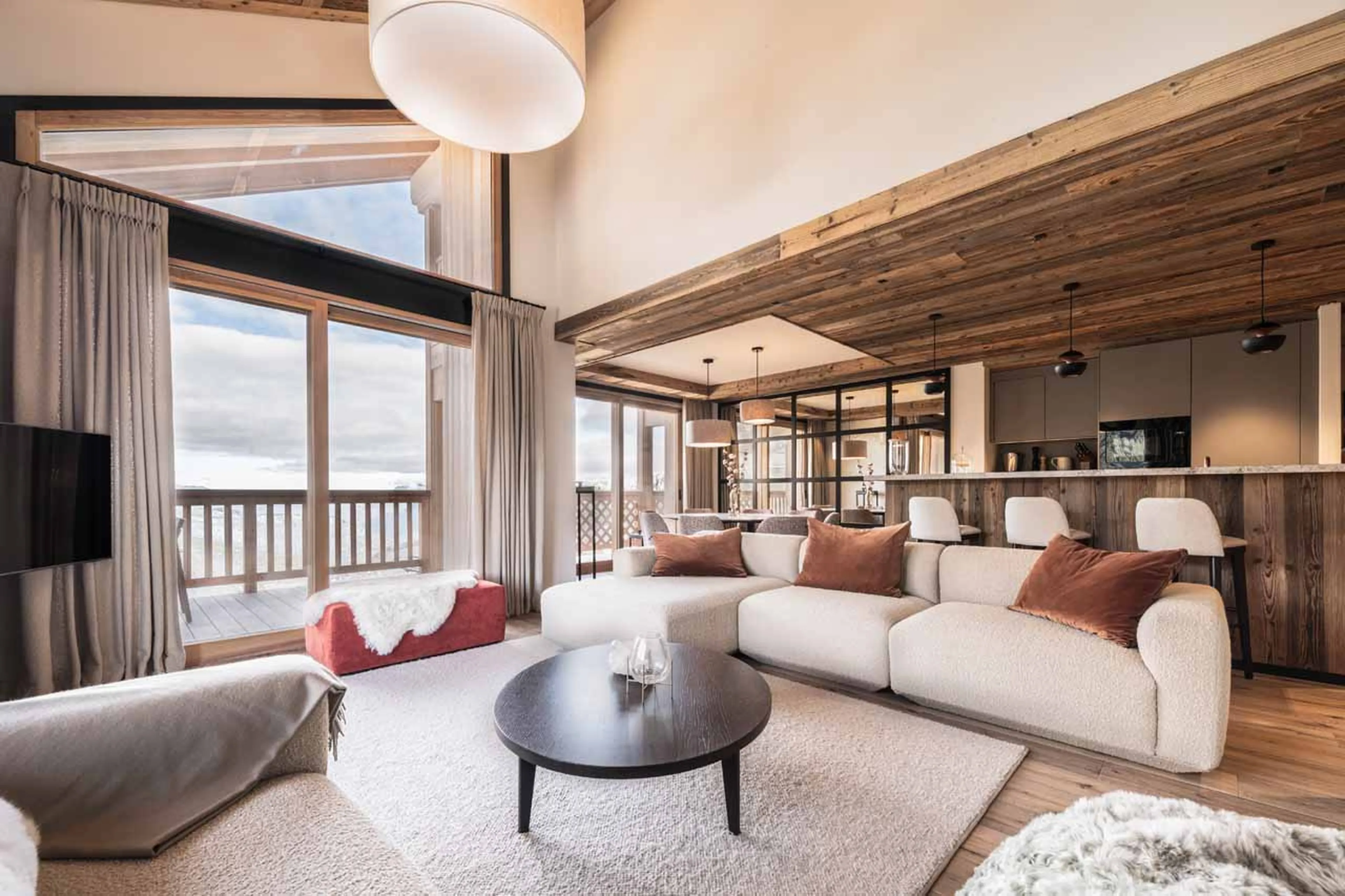Living area views at Apartment Antares Mira 202 in Meribel