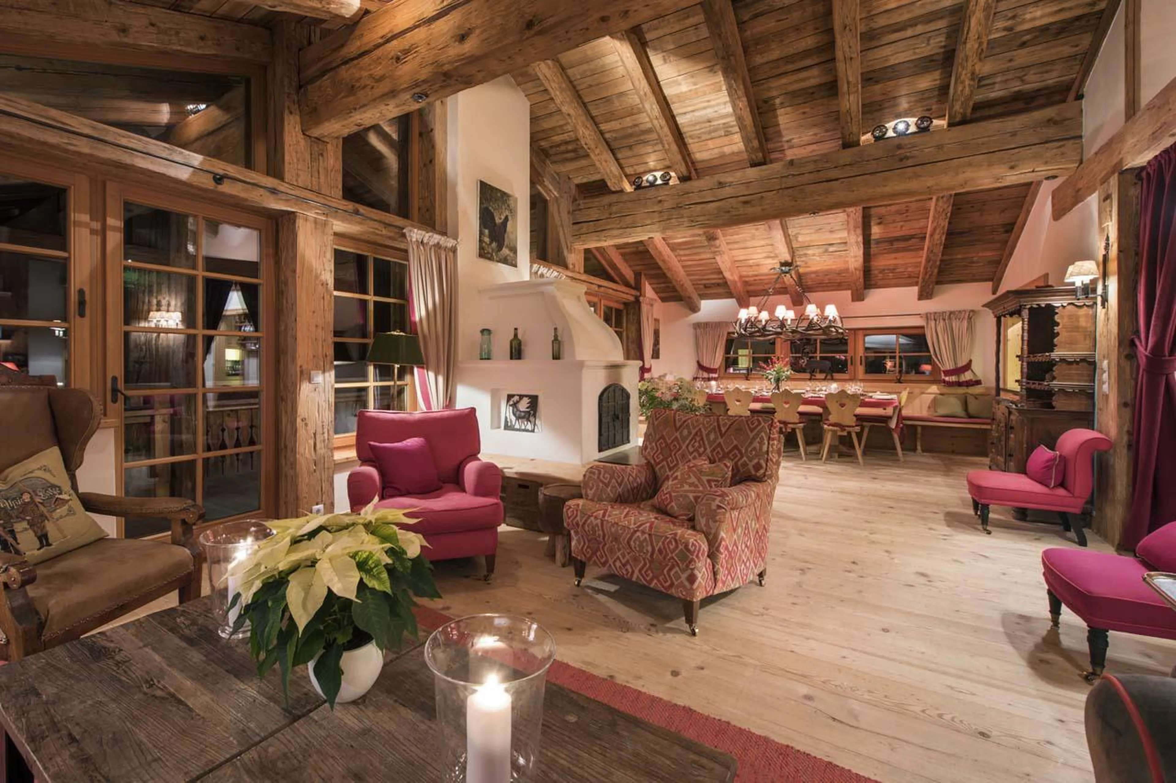 Open-plan living area with French doors at Apartment Antoinette in St Anton