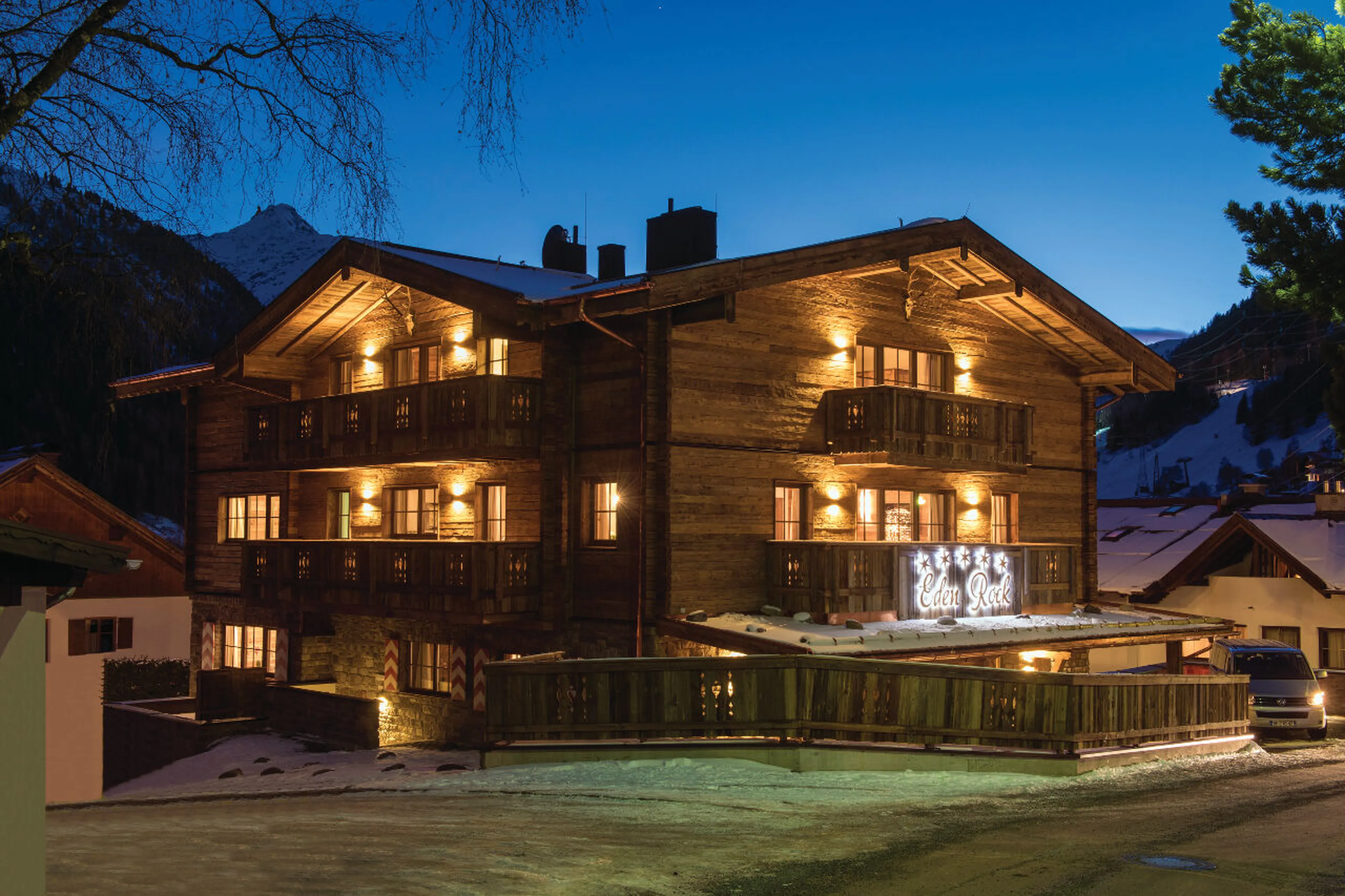 Exterior of Apartment Ariana in St Anton at night