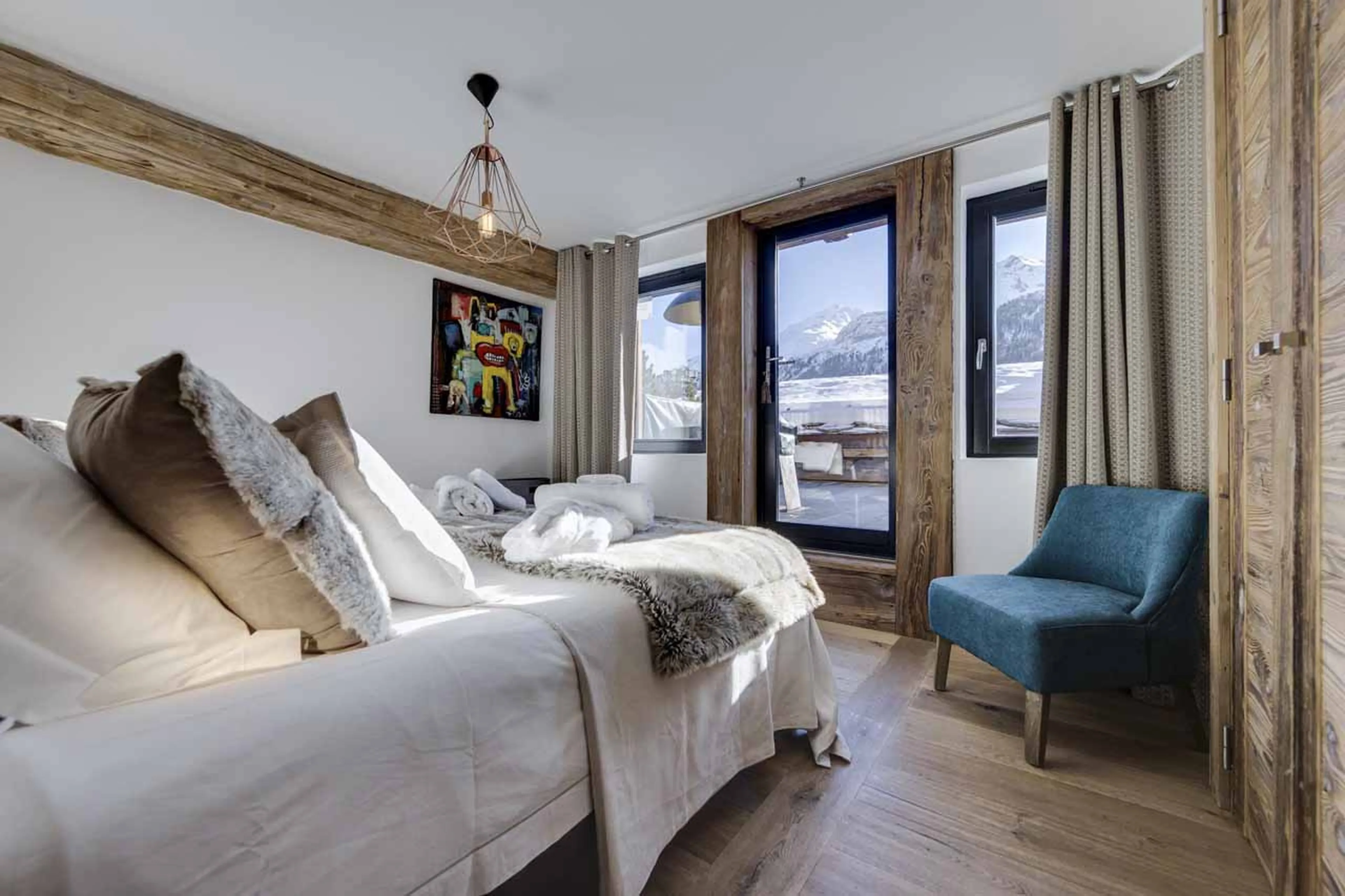Bedroom one at Chalet Artemis in Val d'Isere