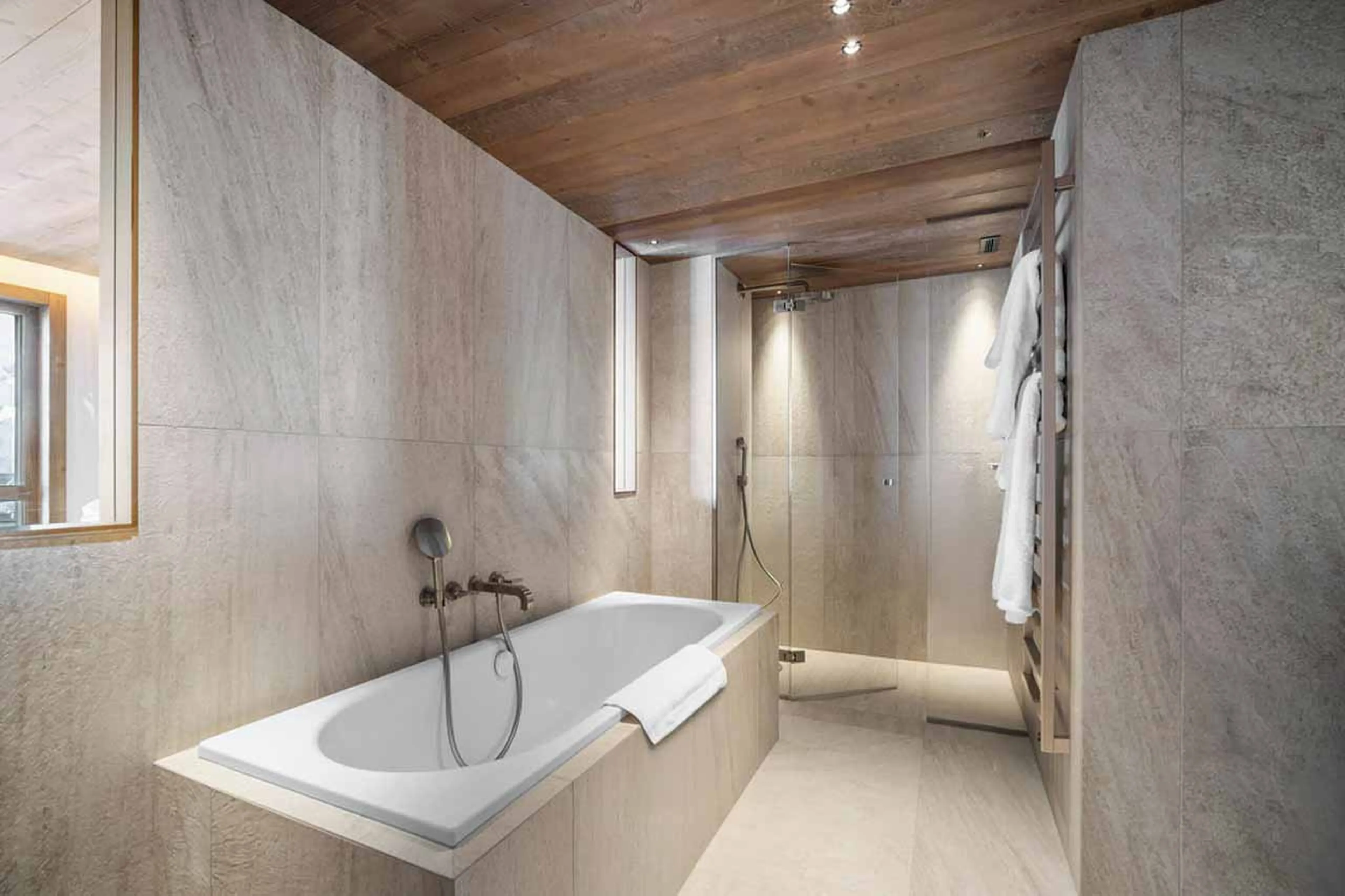 En-suite bathroom in Atmosphere Apartment 101, Courchevel 1850