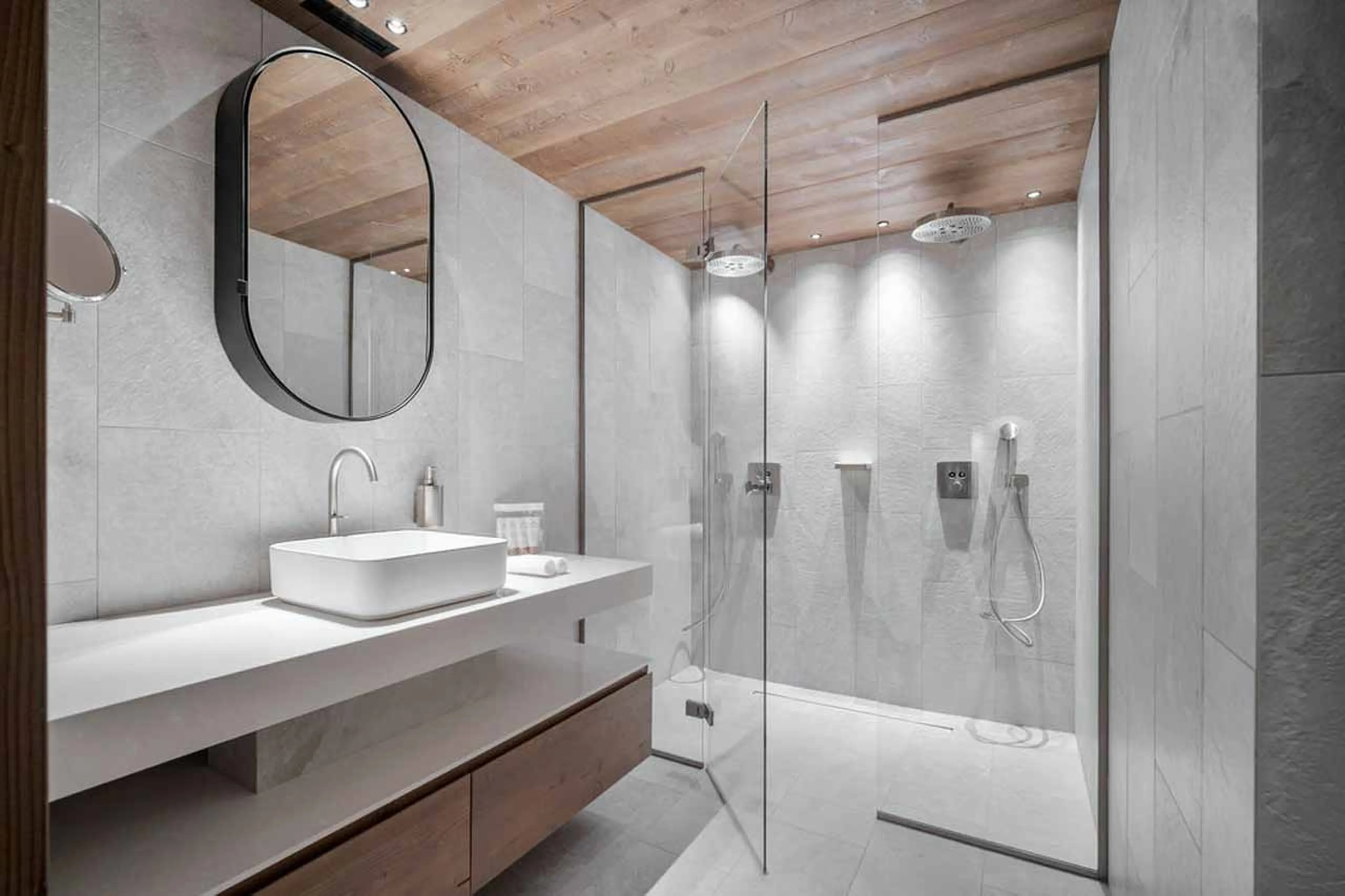En-suite shower room in Atmosphere Apartment 101, Courchevel 1850