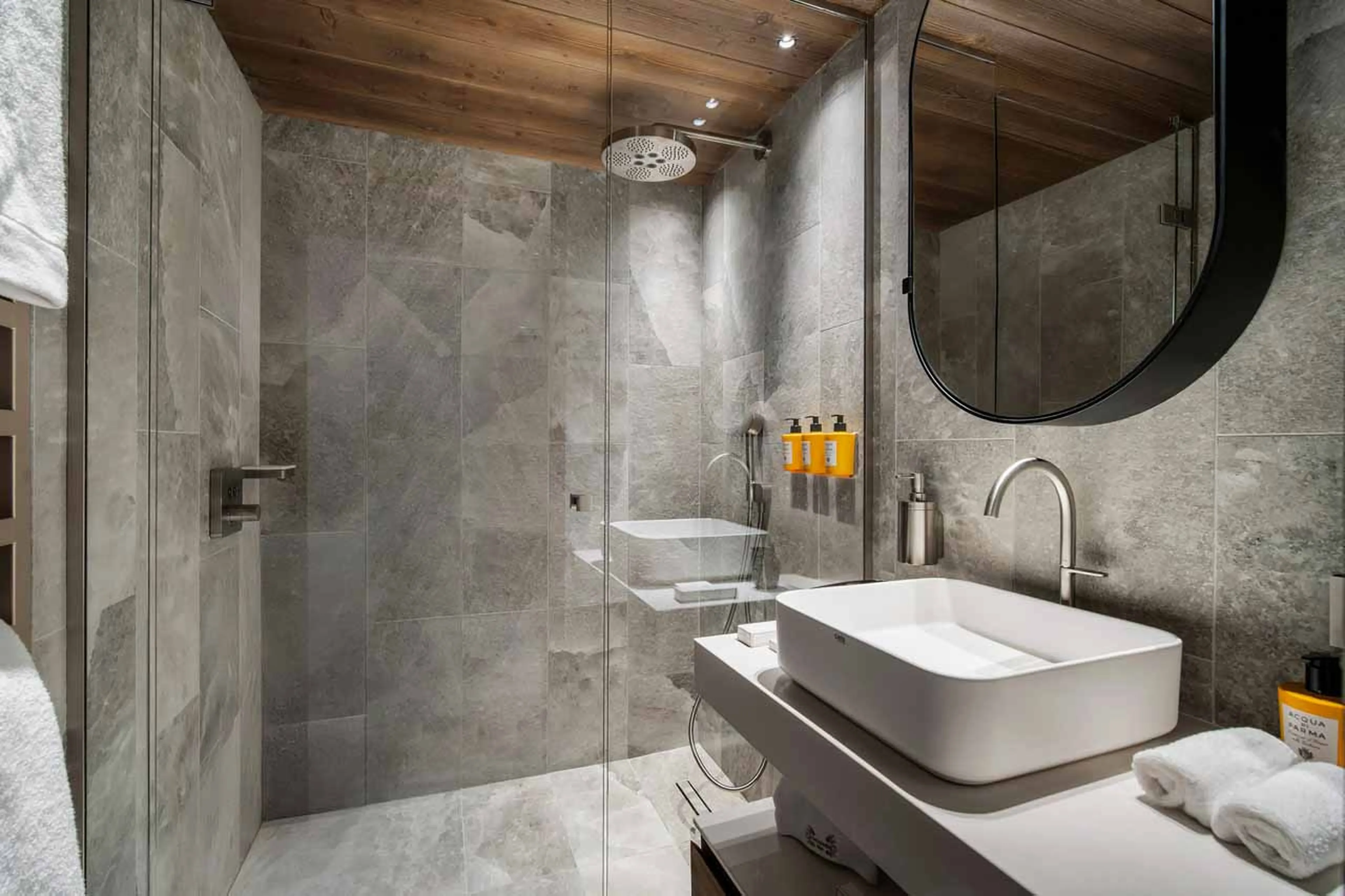 En-suite shower room in Atmosphere Apartment 102, Courchevel 1850
