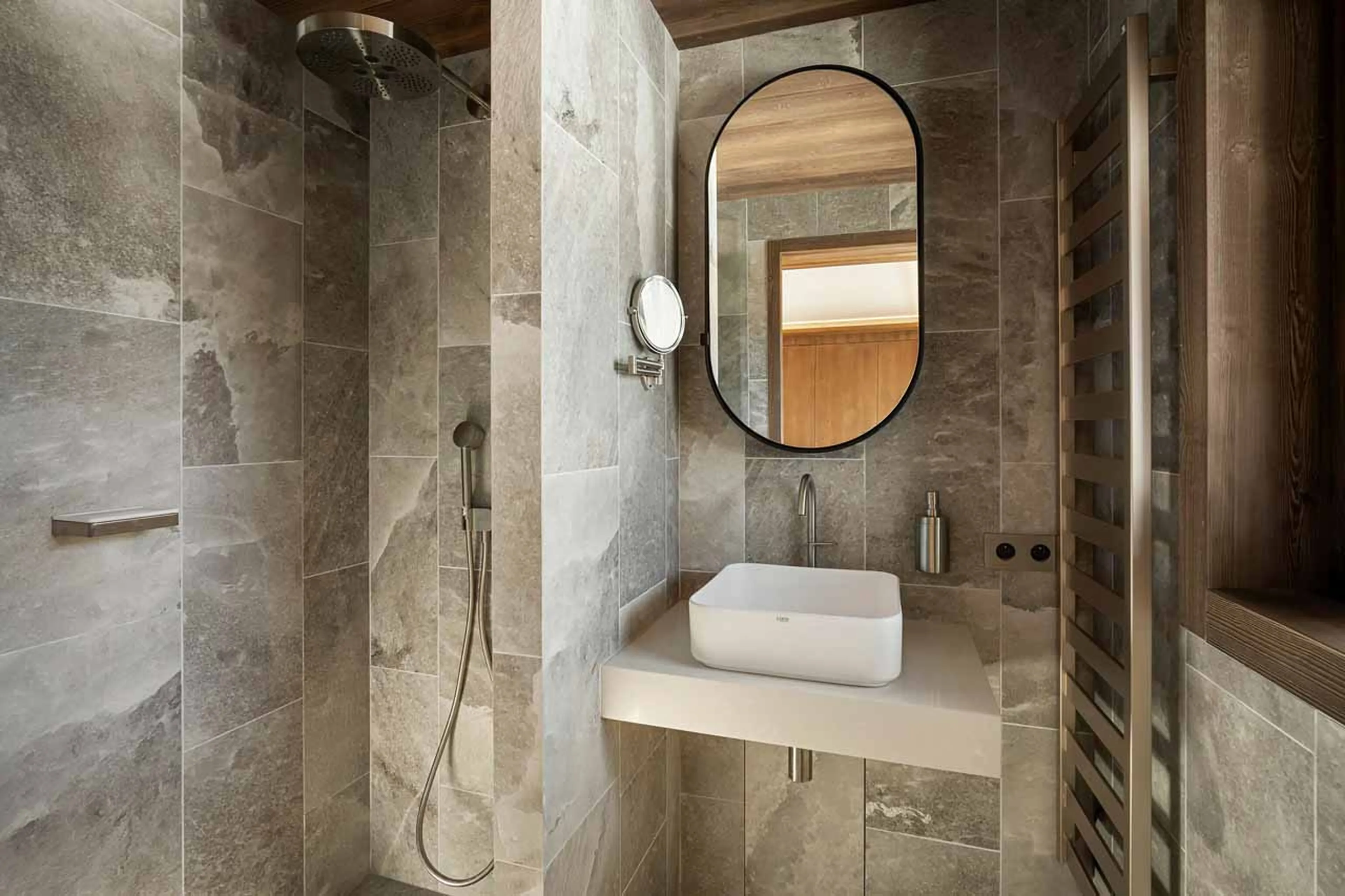En-suite shower room in Apartment Atmosphere 901, Courchevel 1850