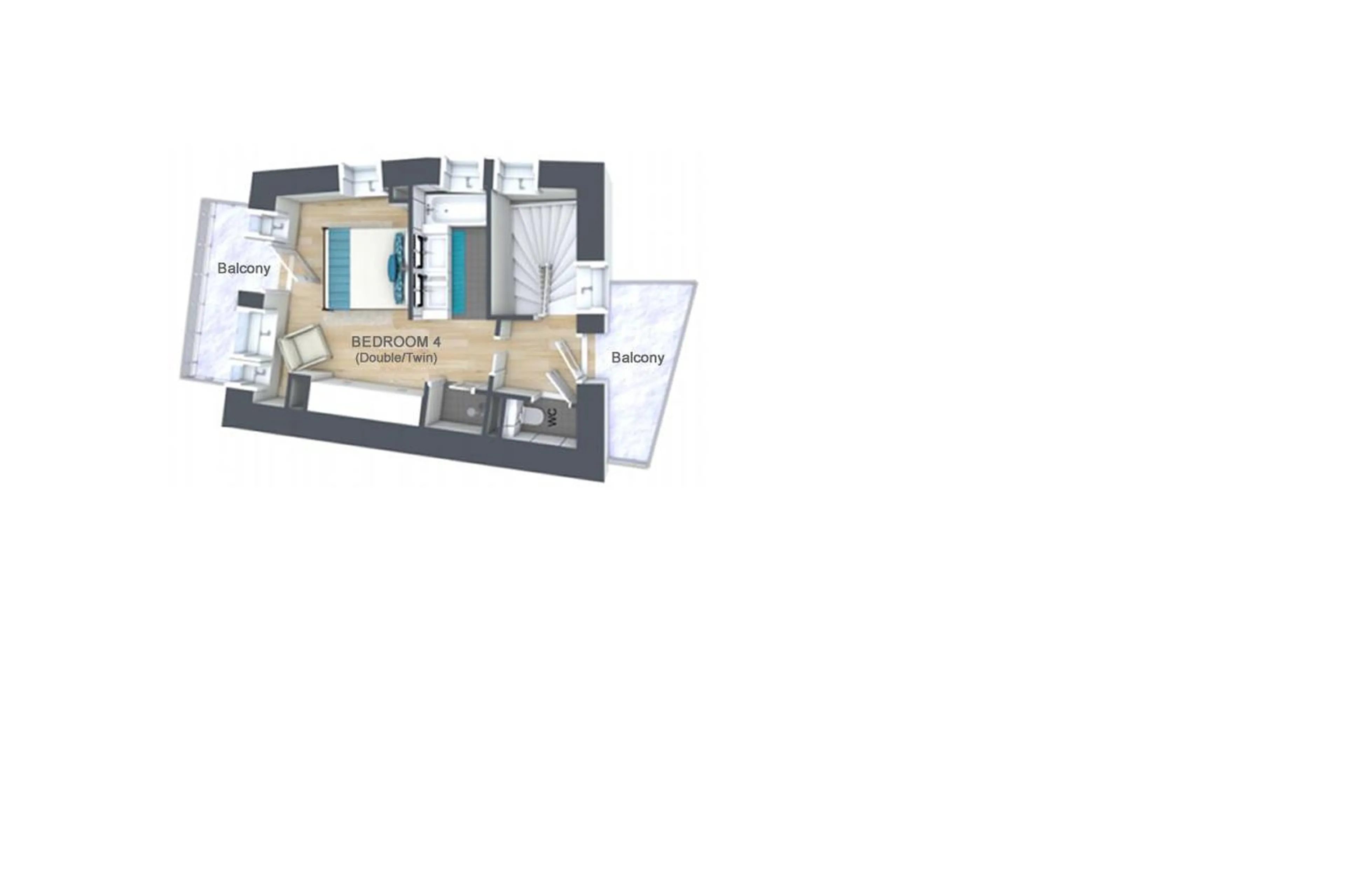Level 4 floor plan of Apartment Aurora in Val d'Isere