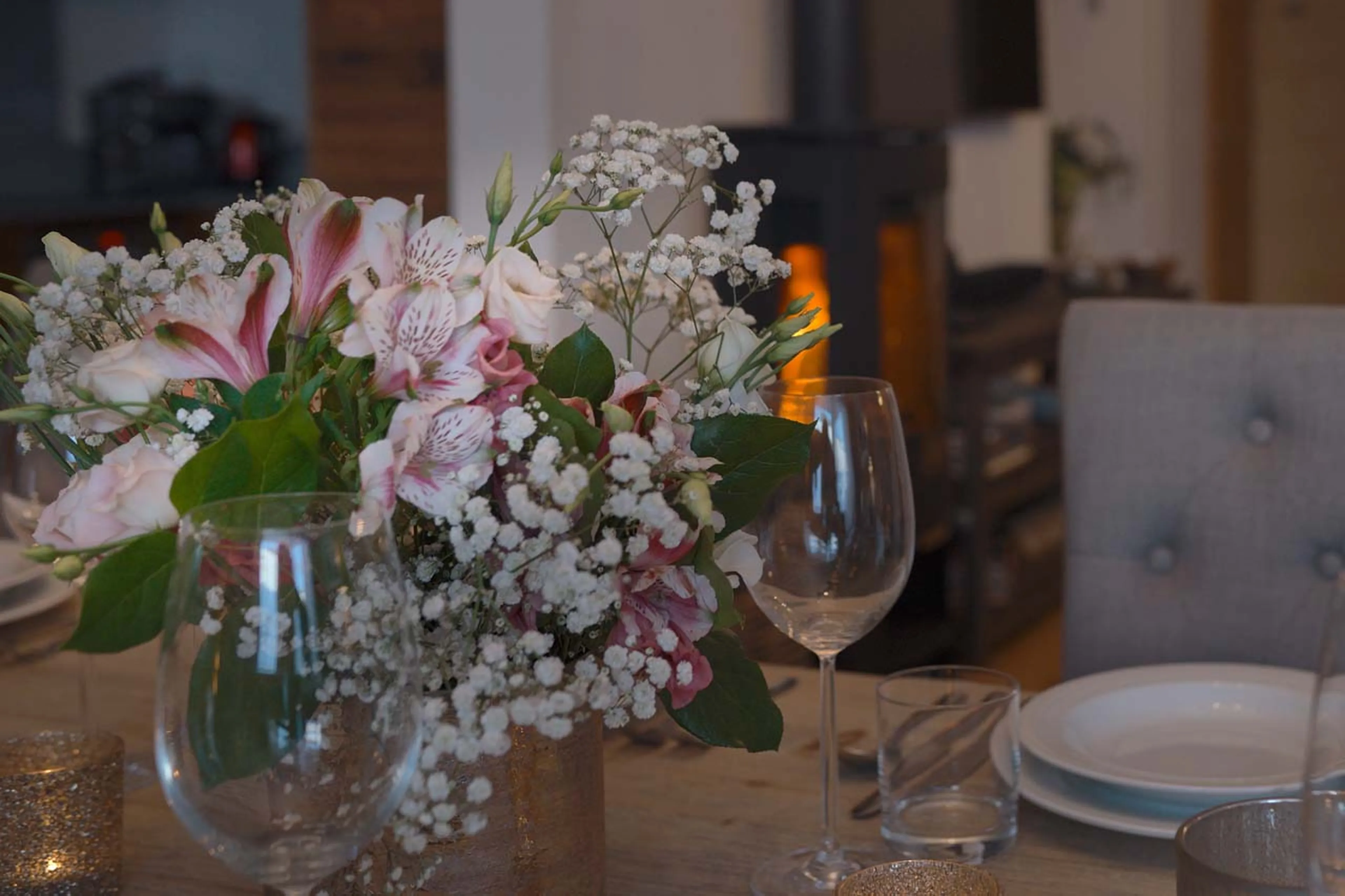Dining table set for dinner at Apartment Aviemore in Les Gets