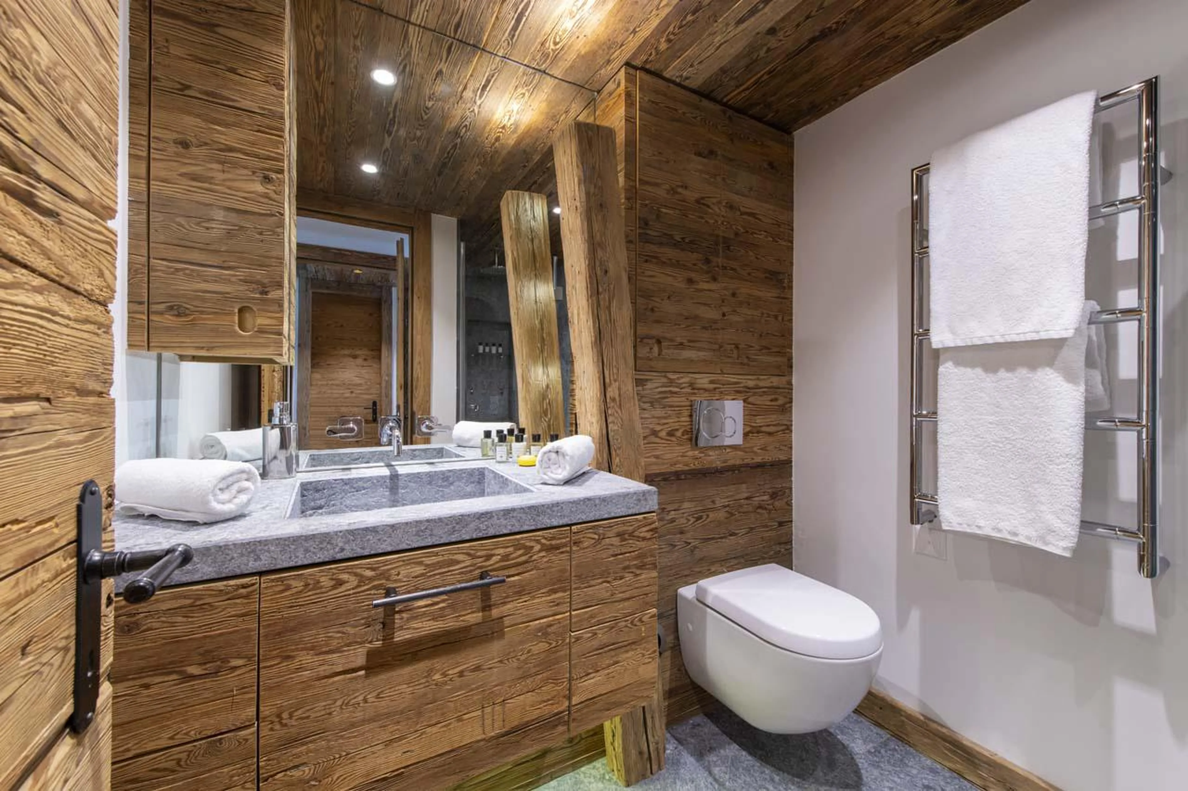 Private shower room at Apartment Basalte C13 in Verbier