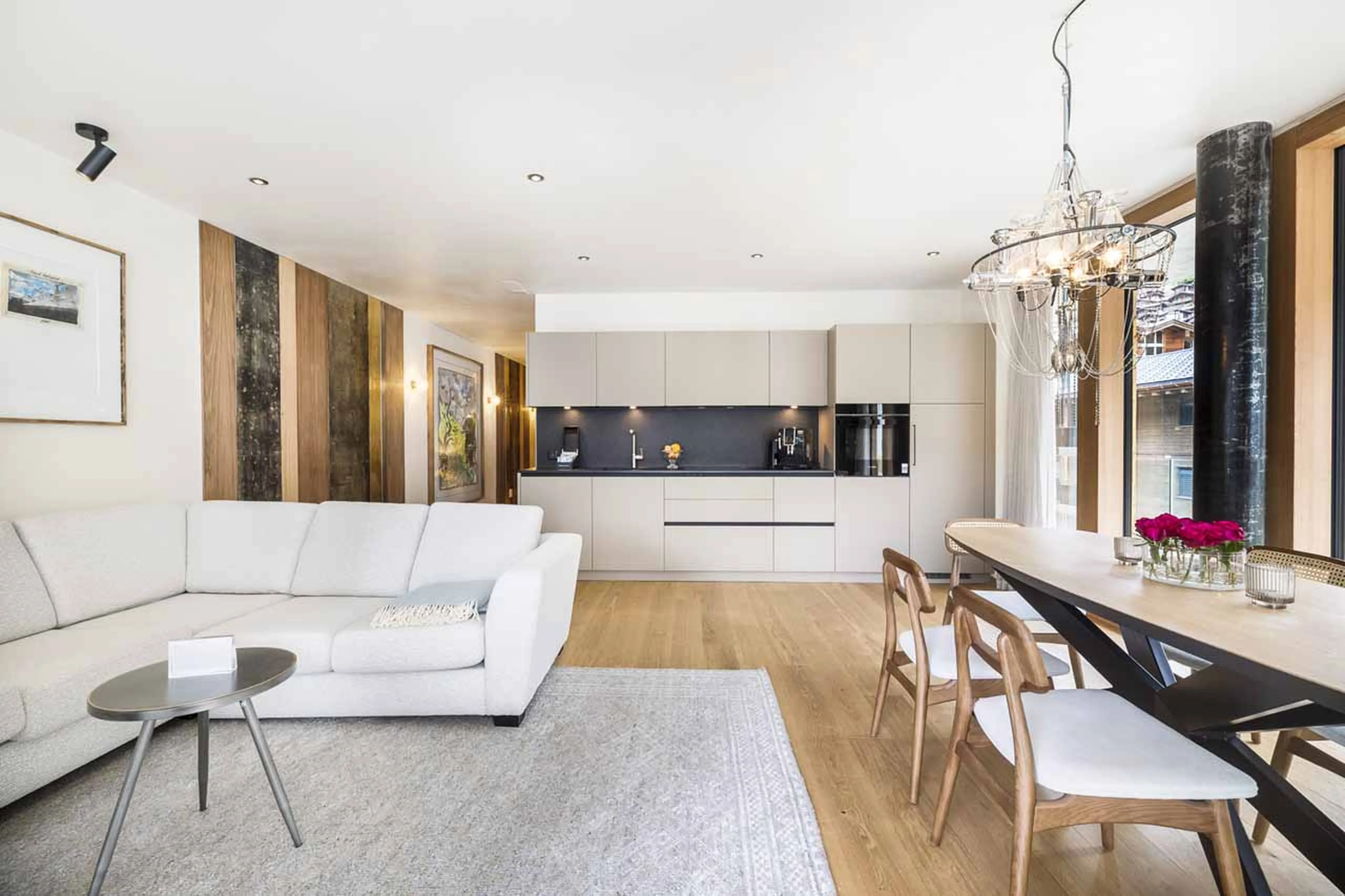 Living area kitchen at Apartment Beautiful Day in Zermatt