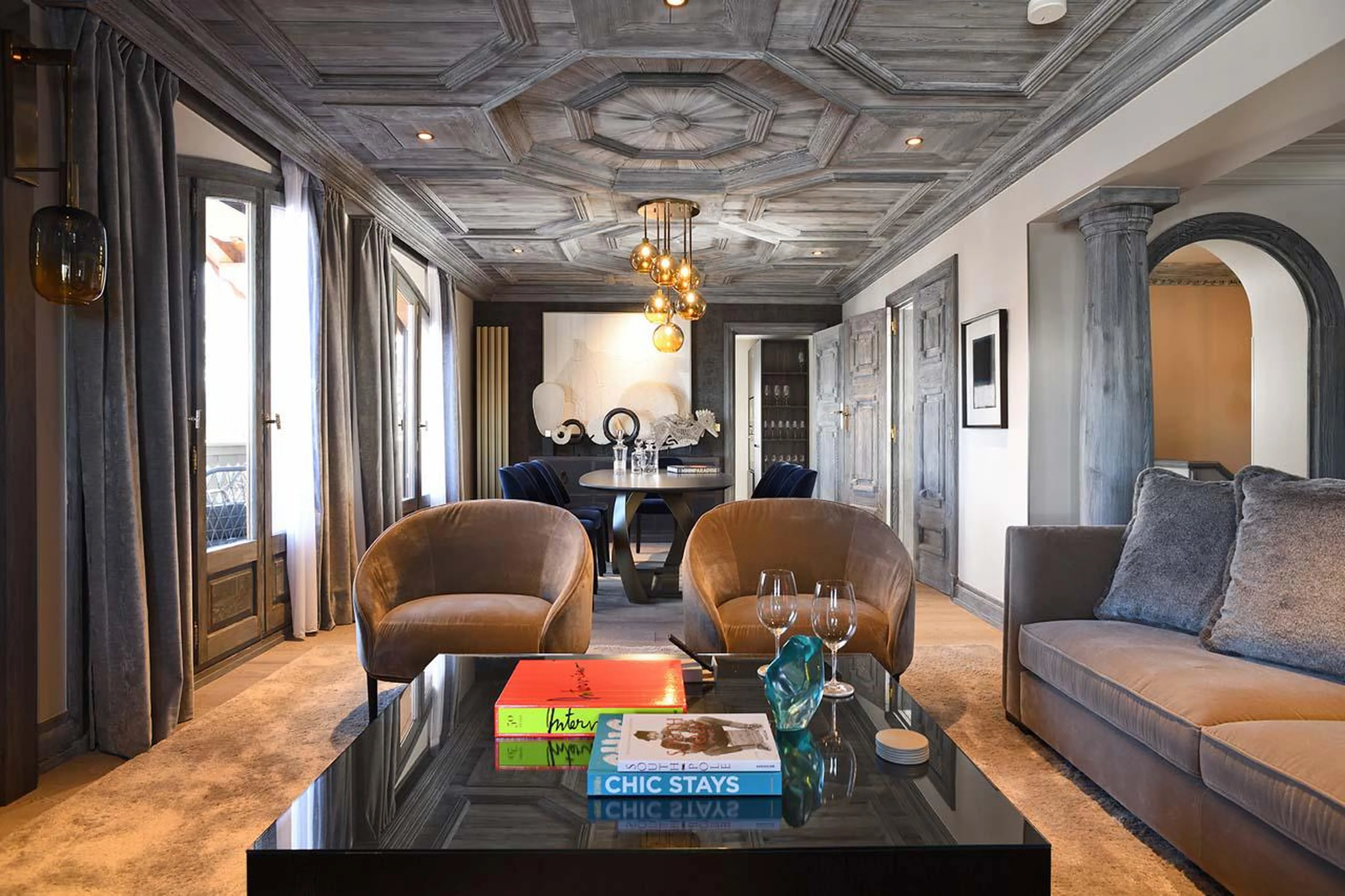 Spacious open-plan living space at Apartment Bel Air in Courchevel 1850