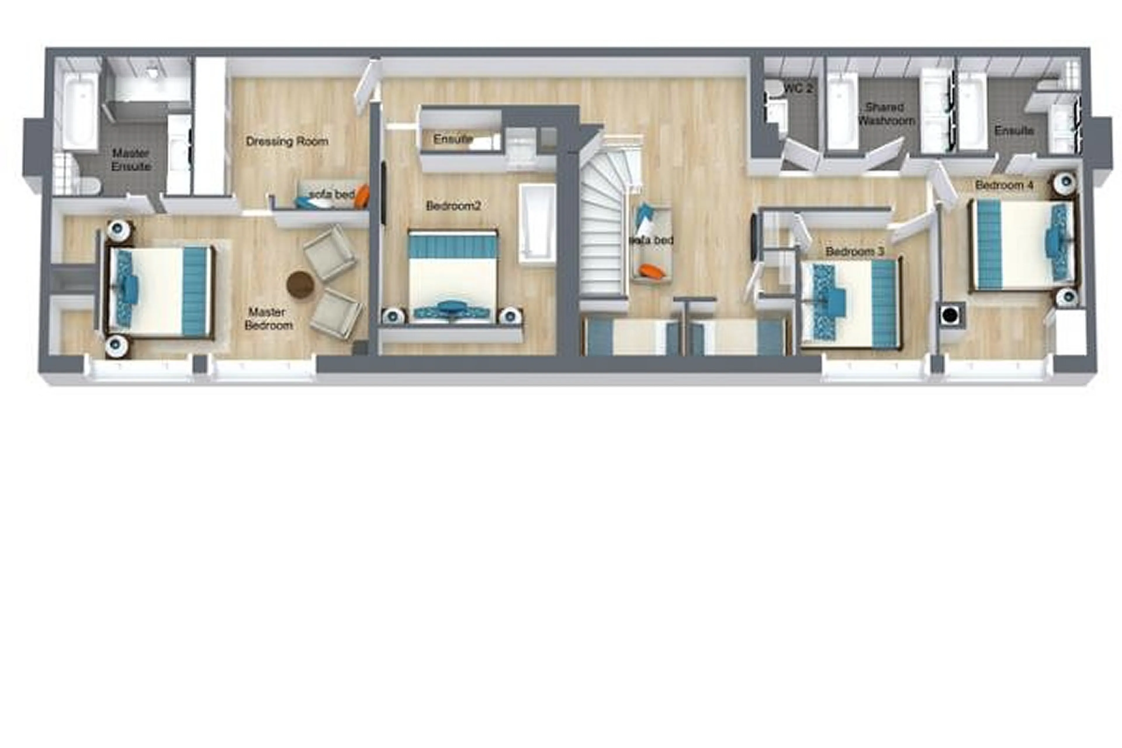 Upper level floor plan of Apartment Ben Nevis in Les Gets