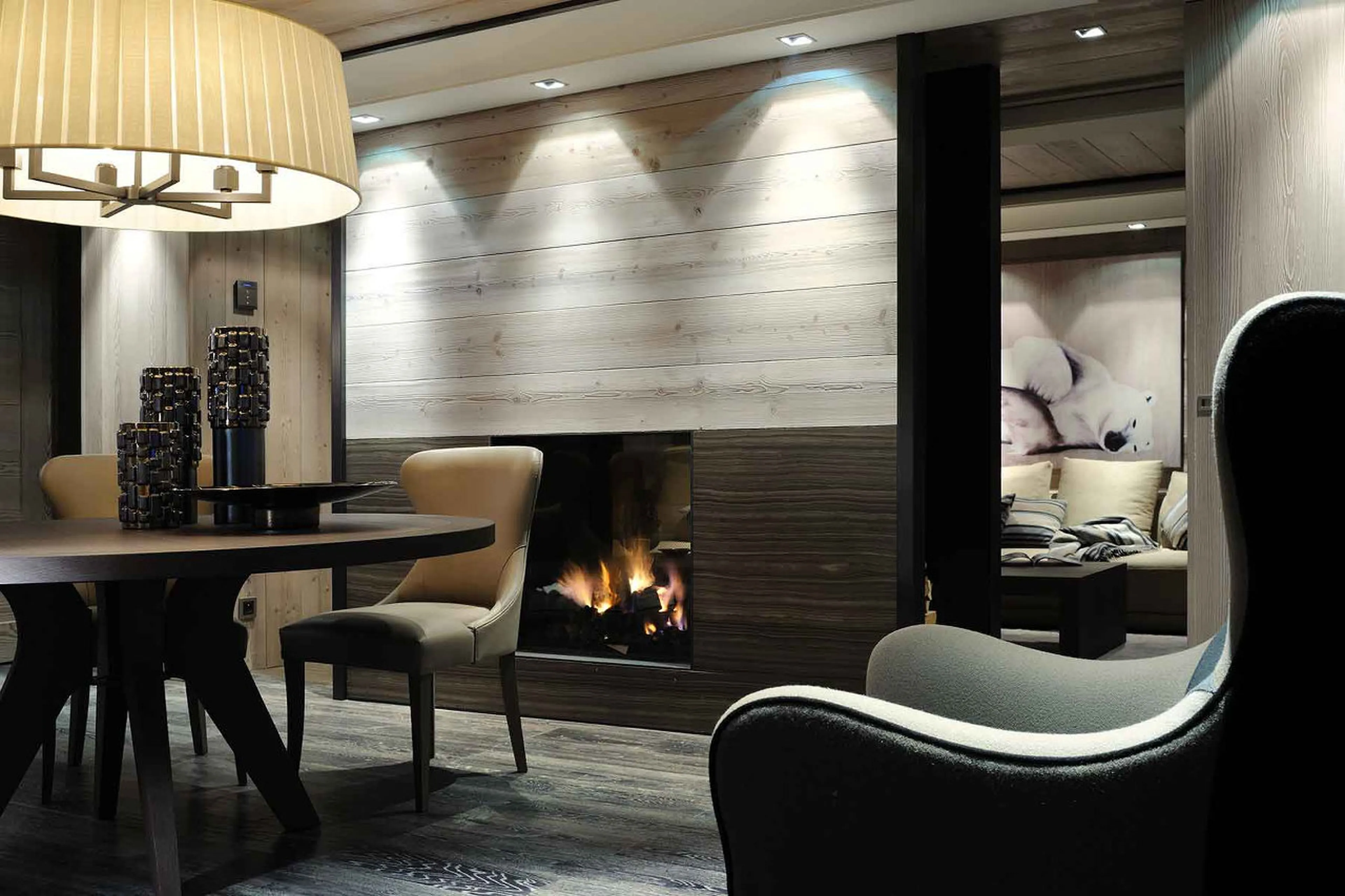 Dining room with subtle lighting in Apartment Beryl in Courchevel 1850