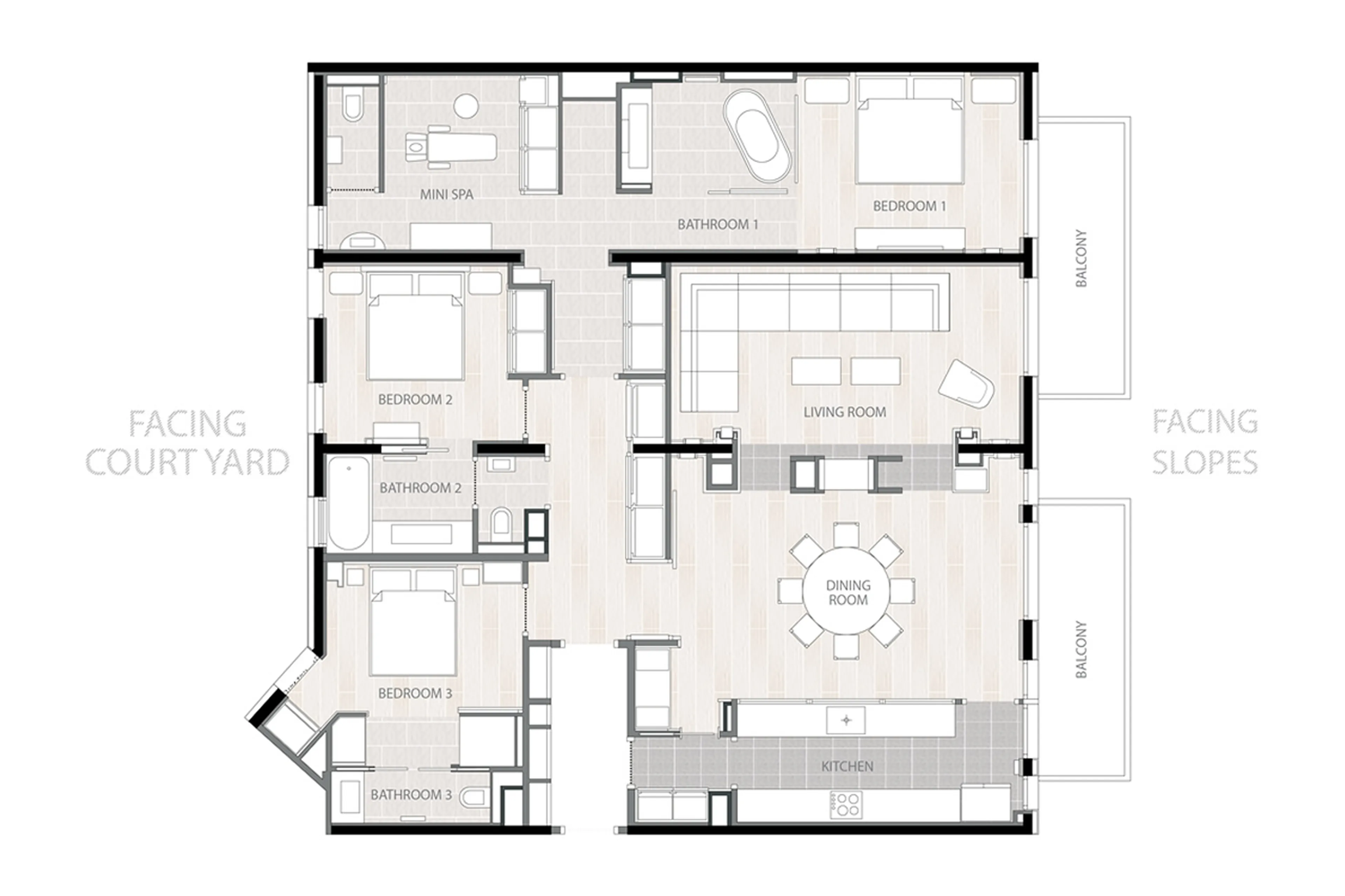Floor plan of Apartment Beryl in Courchevel 1850