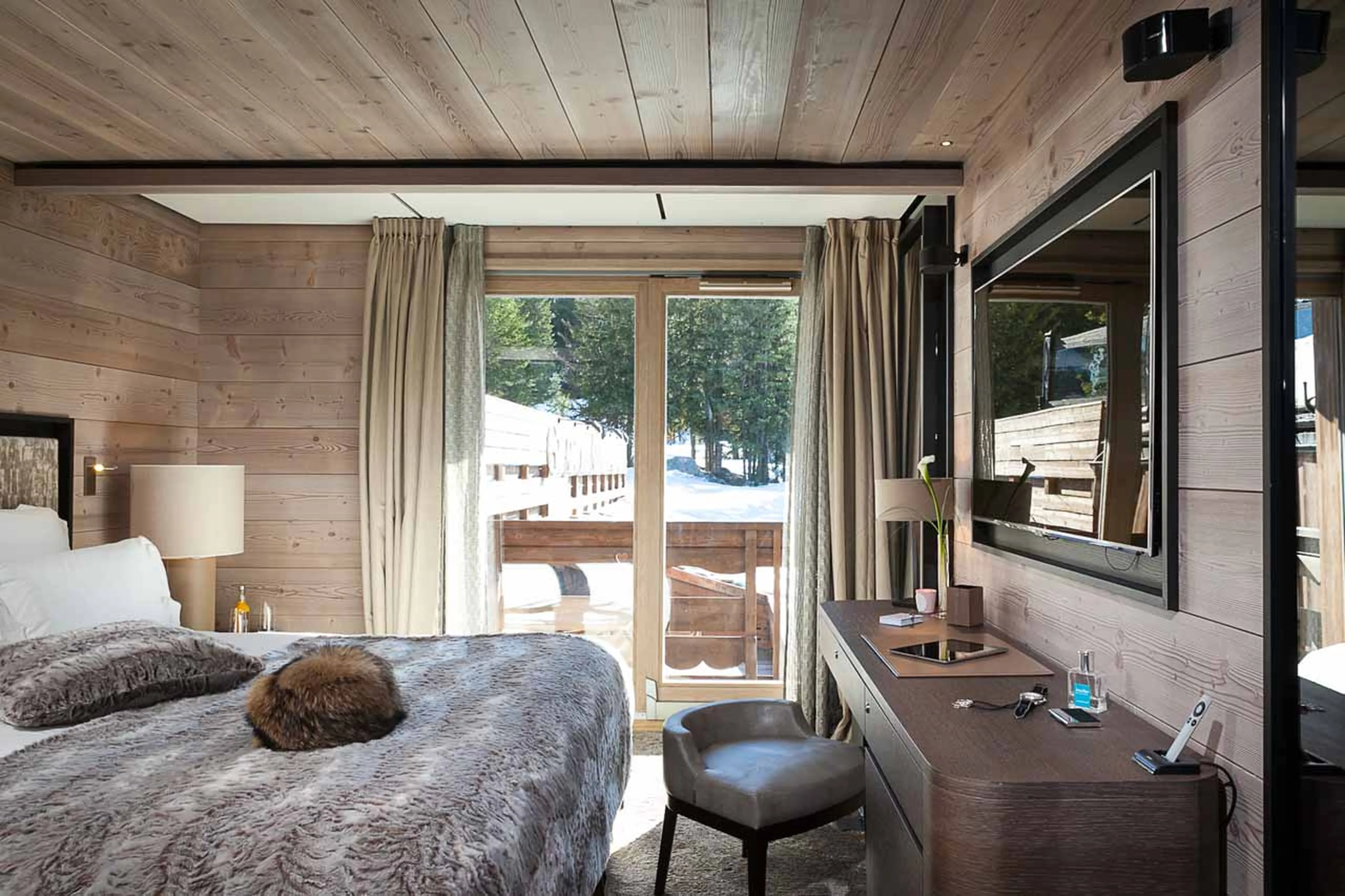 Balcony access from master suite at Apartment Beryl in Courchevel 1850
