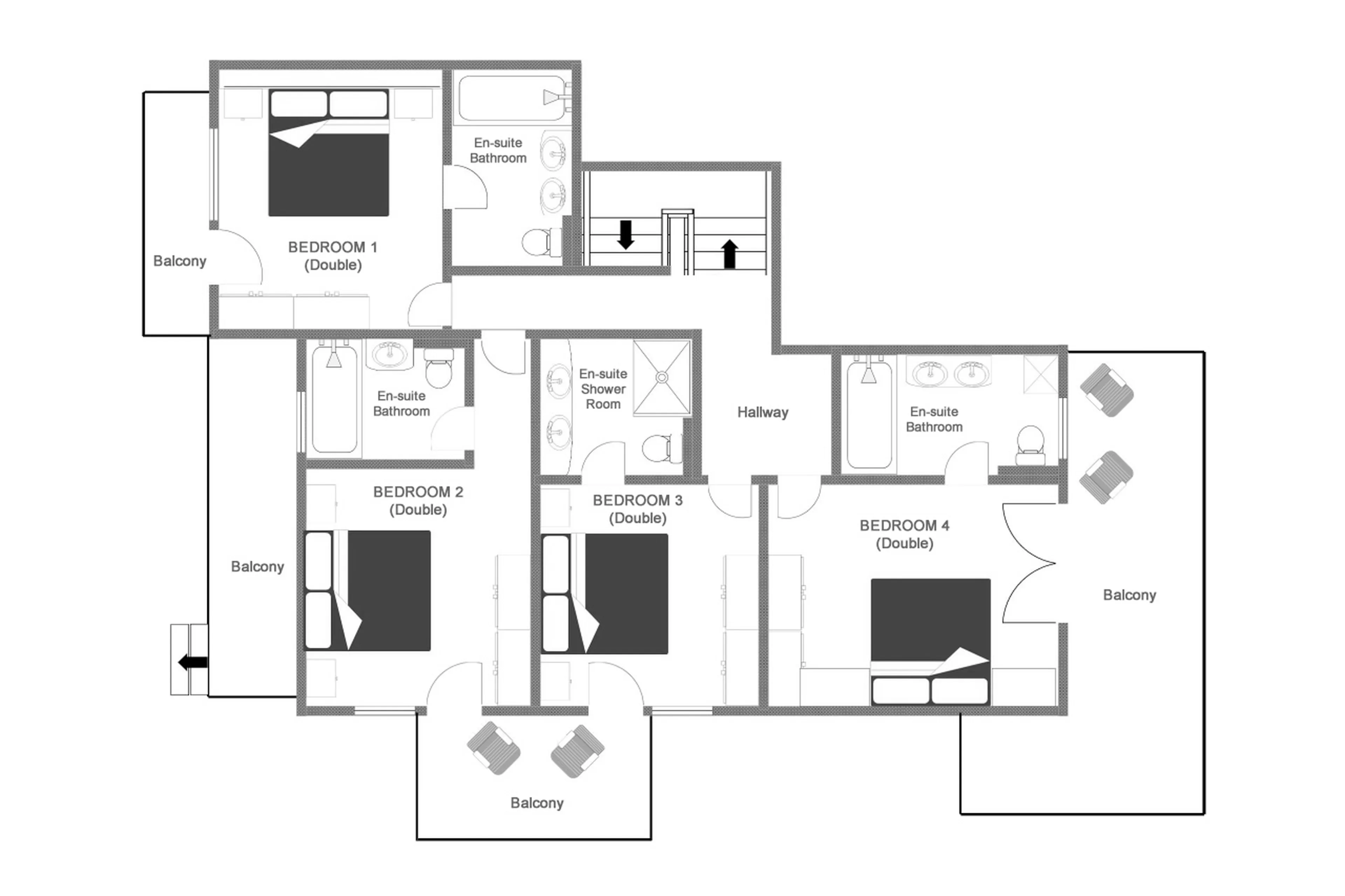 Level 1 floor plan of Apartment Breithorn in Verbier