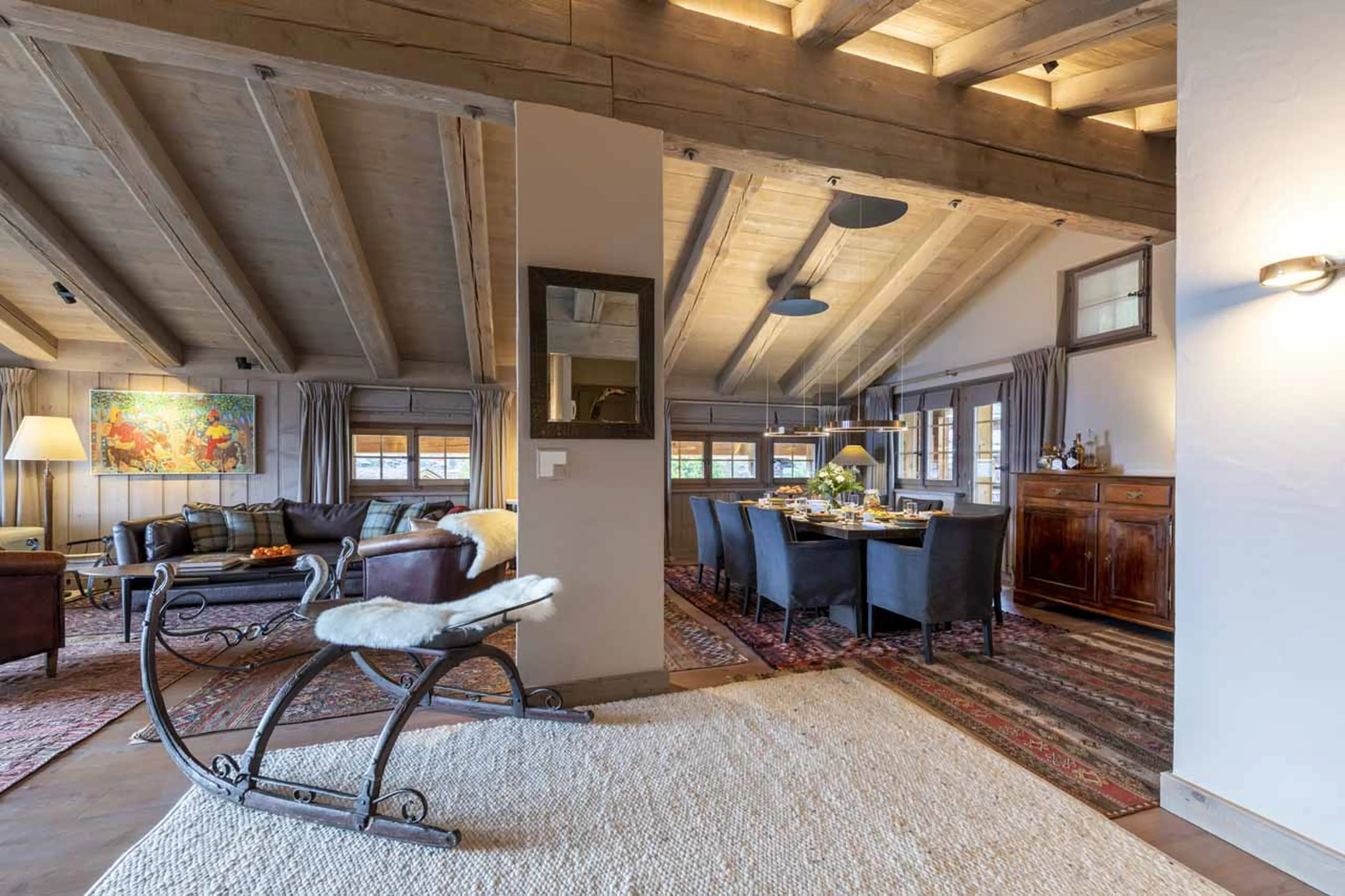 Living and dining area at Apartment Breithorn in Verbier