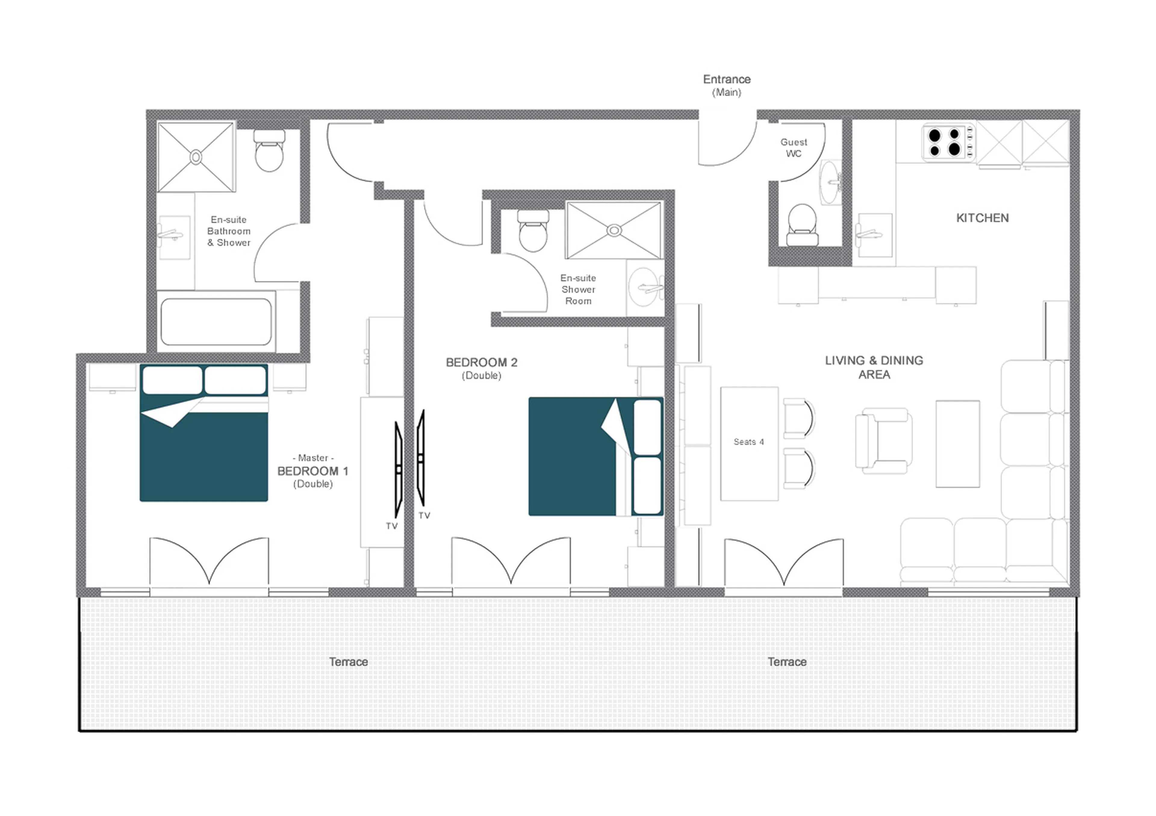 Level 0 floor plan of Apartment Brunnenhof 1 in Lech