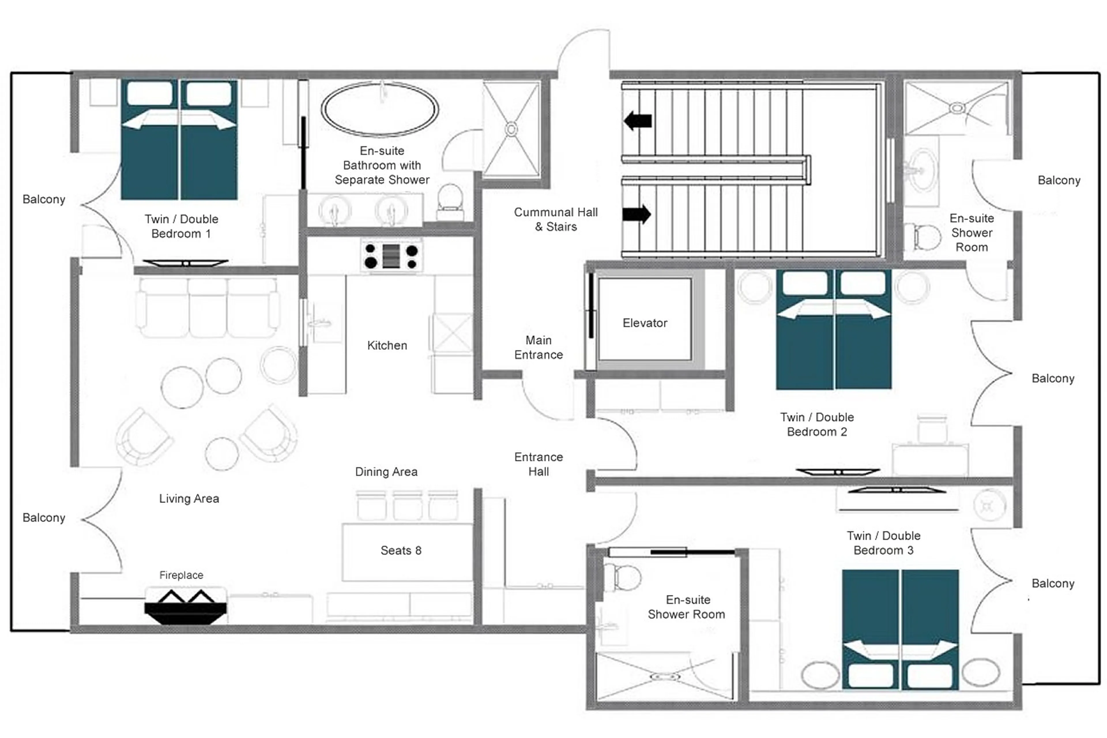 Floor plan of Apartment Brunnenhof 12 in Lech