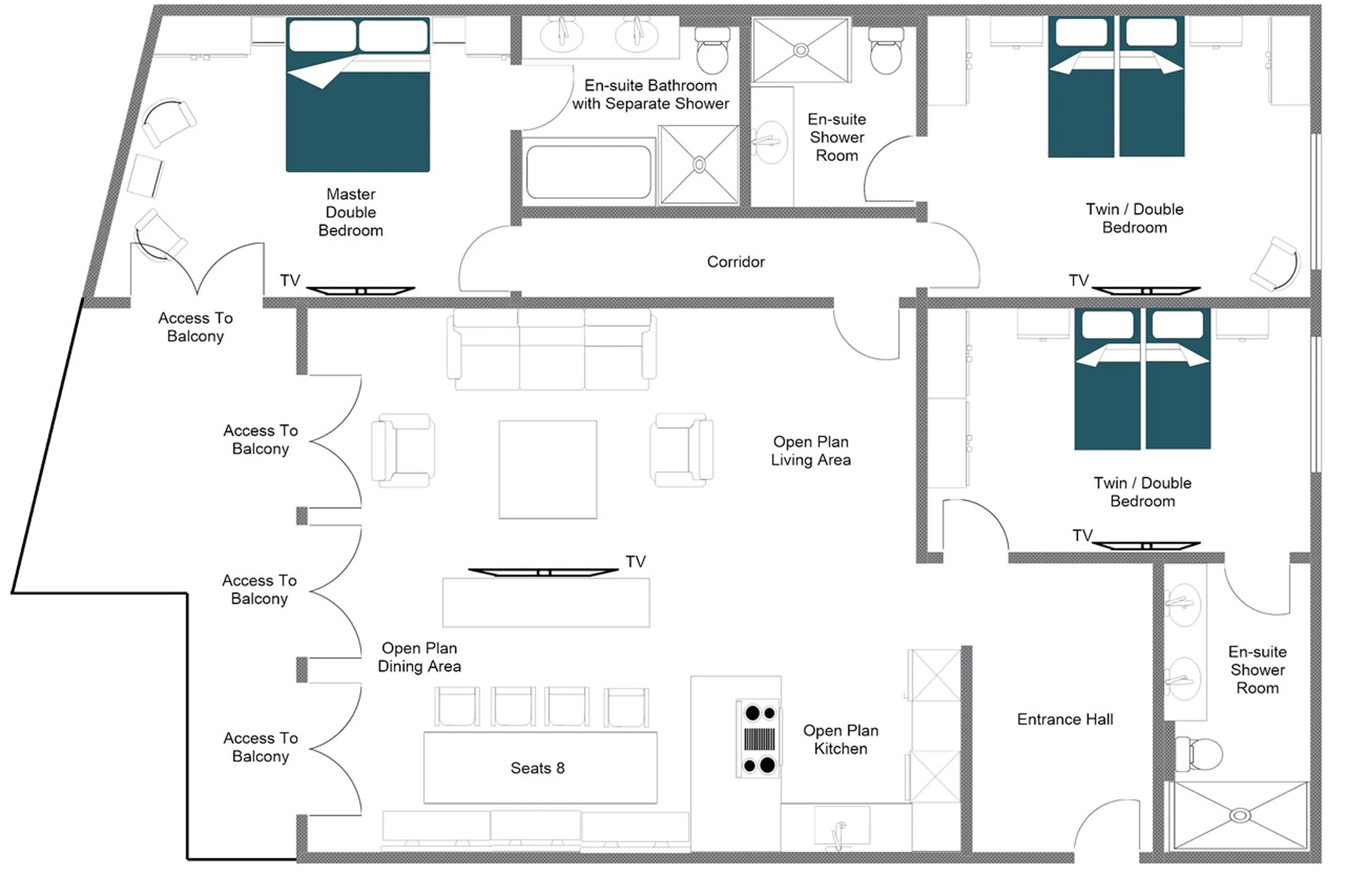 Level 1 floor plan of Apartment Brunnenhof 3 in Lech