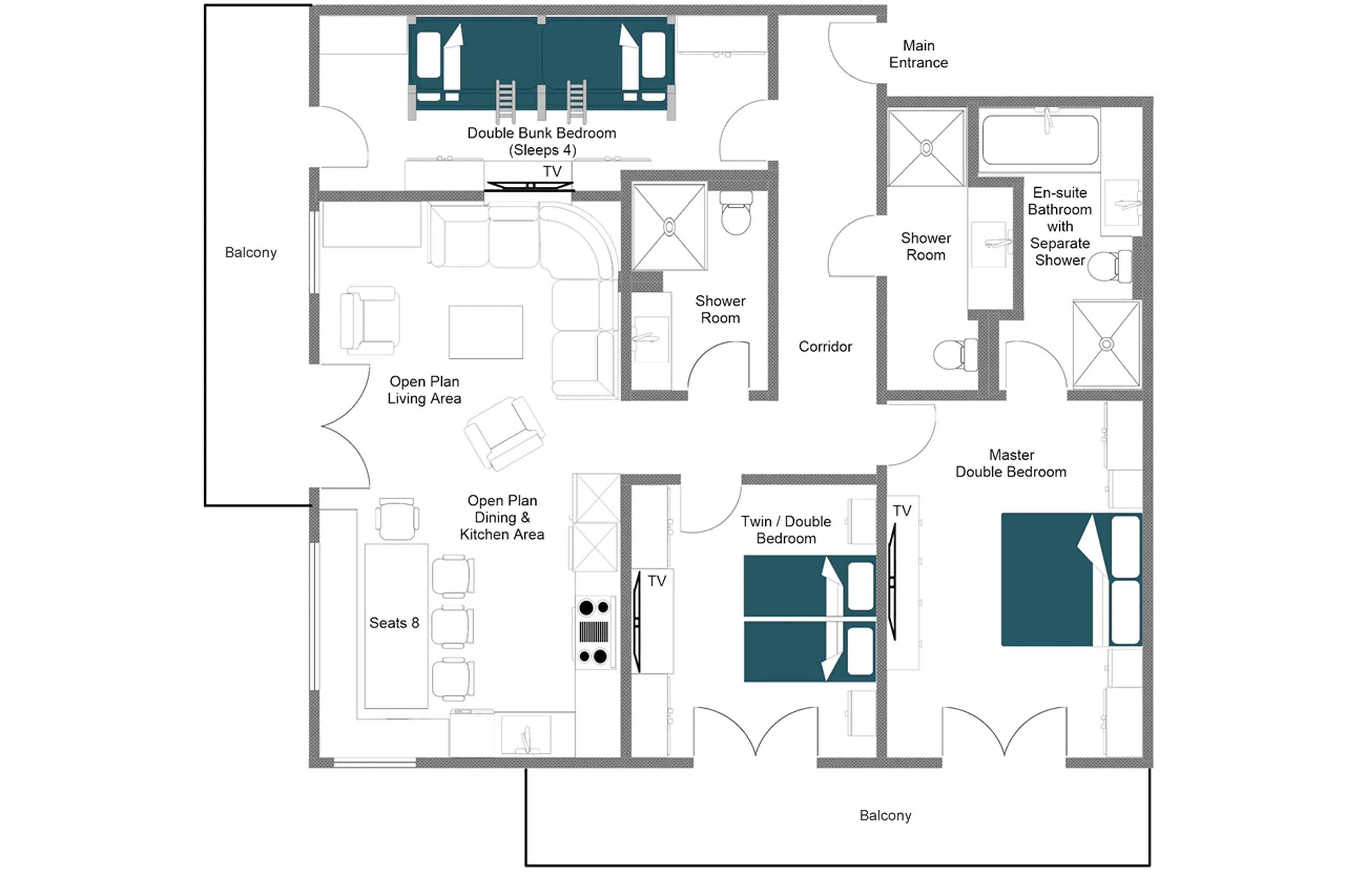 Level 1 floor plan of Apartment Brunnenhof 4 in Lech