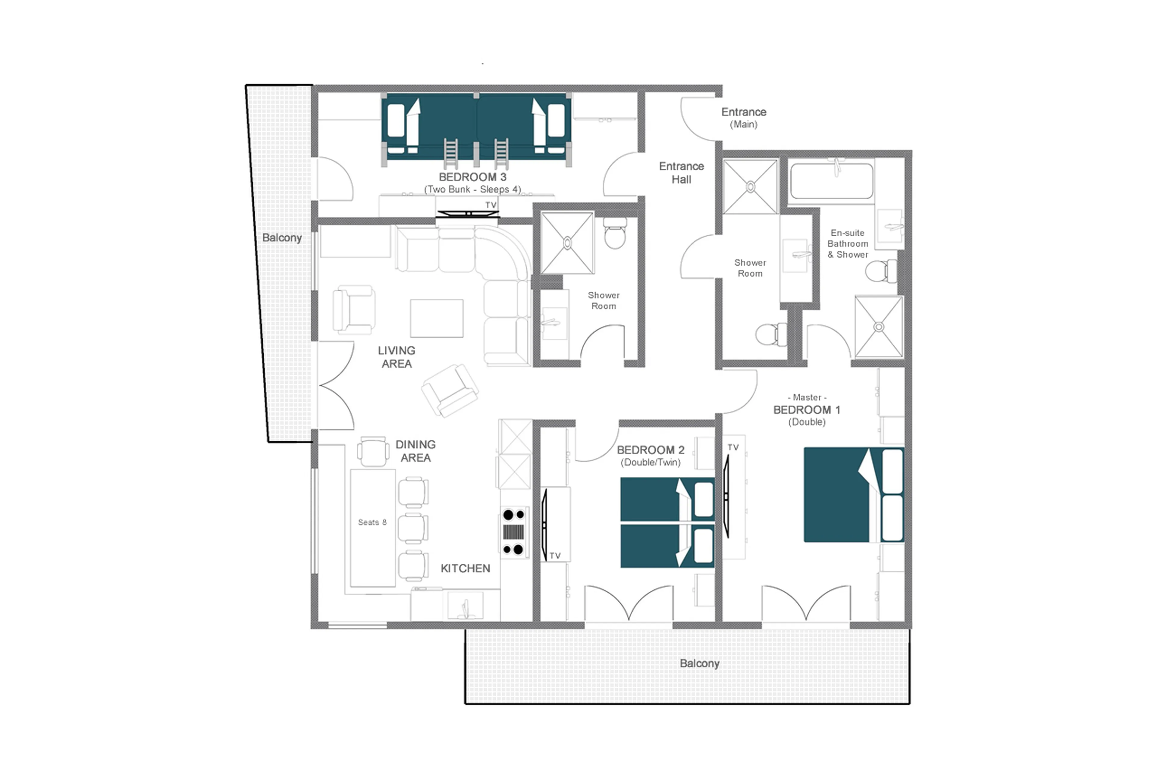 Level 1 floor plan of Apartment Brunnenhof 4 in Lech