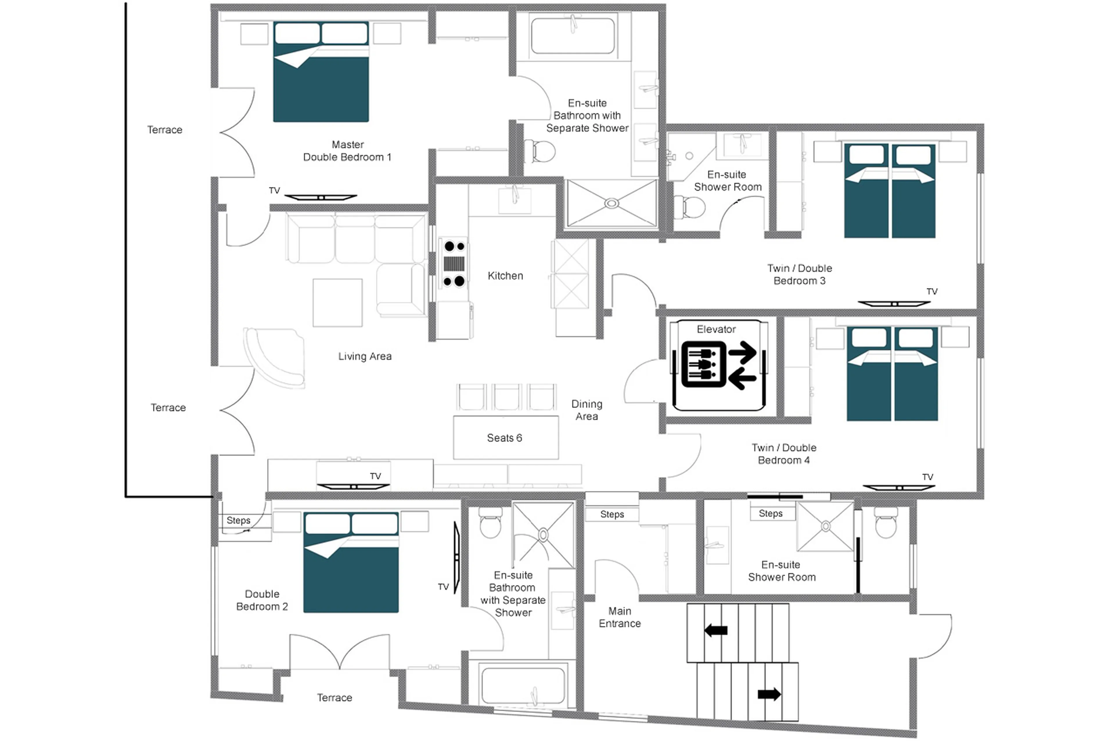 Floor plan of Apartment Brunnenhof 6 in Lech