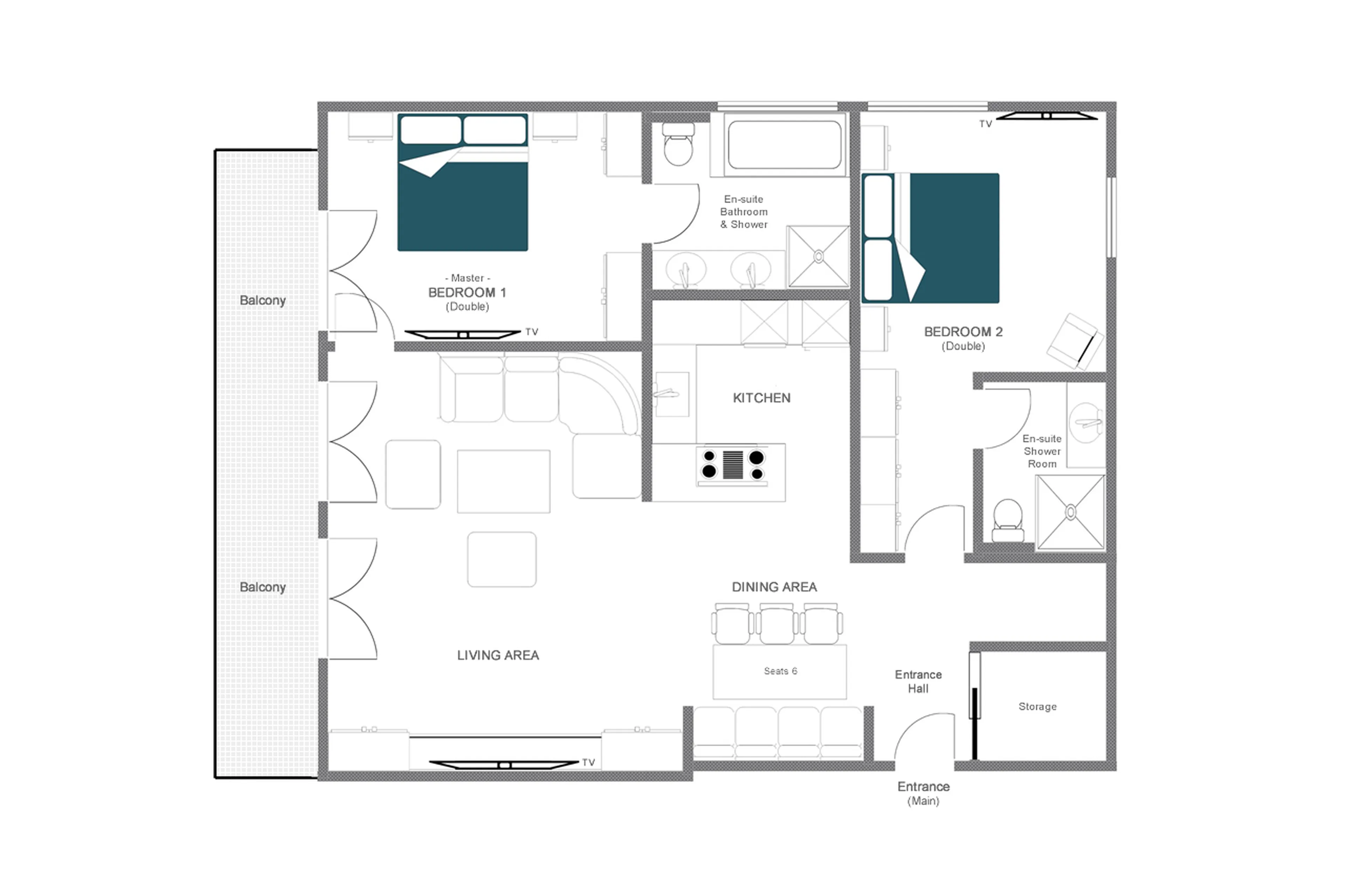 Level 2 floor plan of Apartment Brunnenhof 7 in Lech