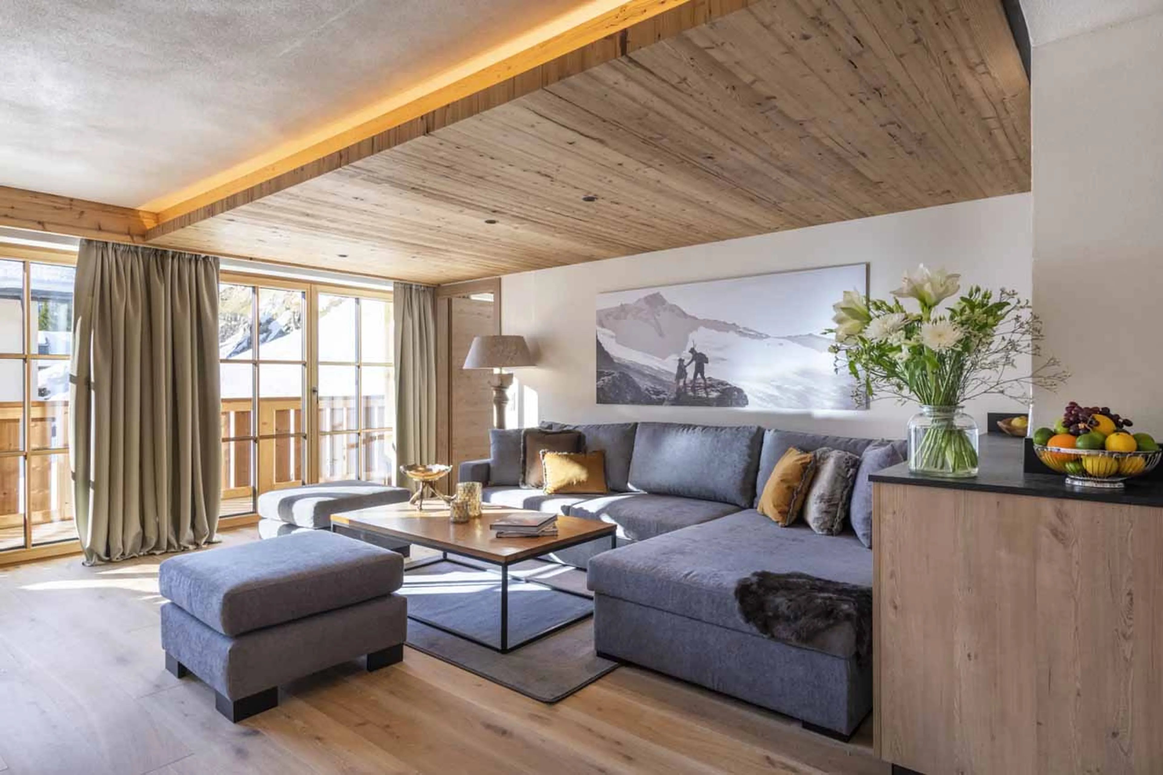 Light and spacious living area at  Apartment Brunnenhof 7 in Lech