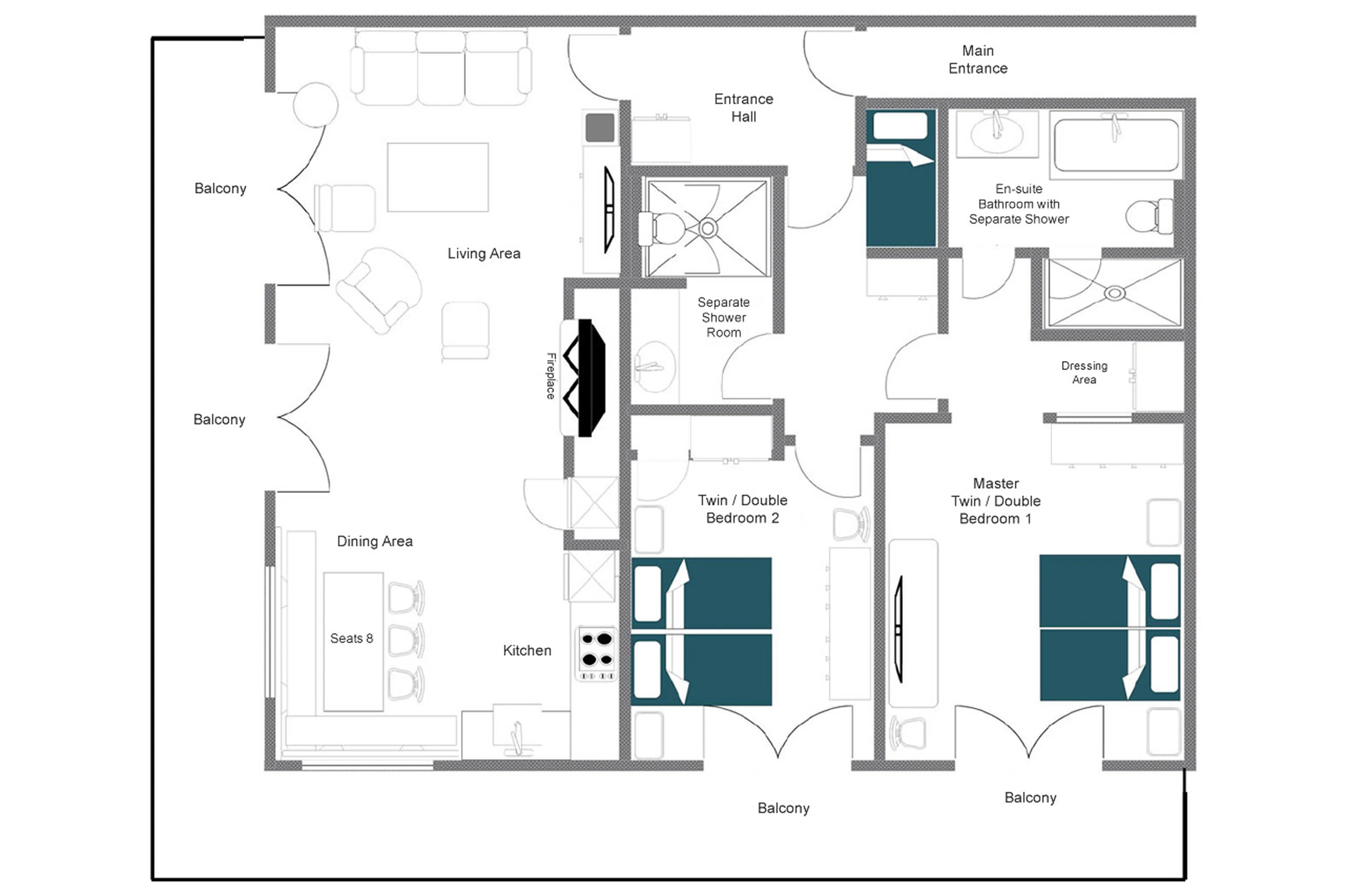 Floor plan for Apartment Brunnenhof 8 in Lech