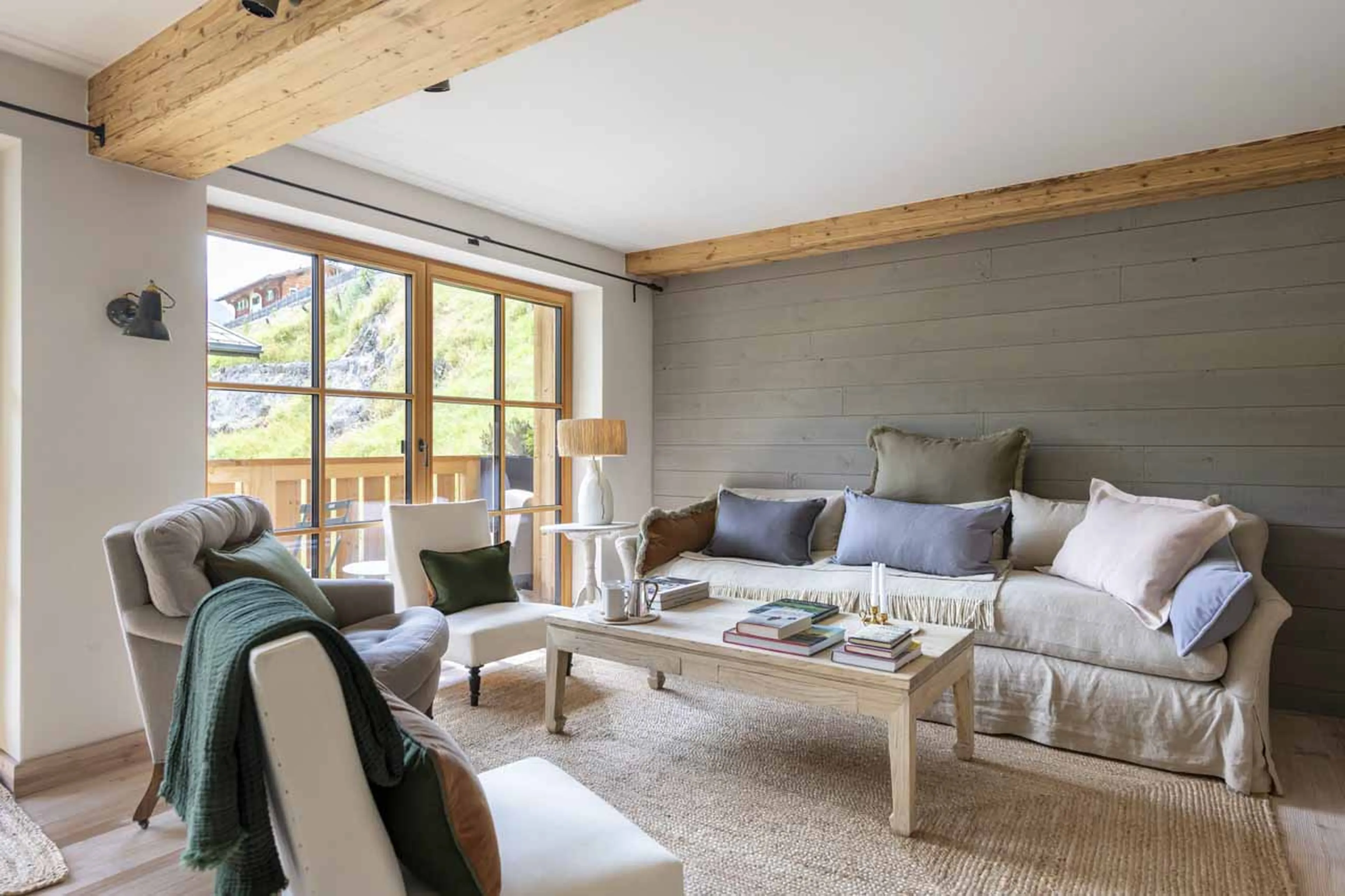 Living area with access to terrace at Apartment Brunnenhof 8 in Lech