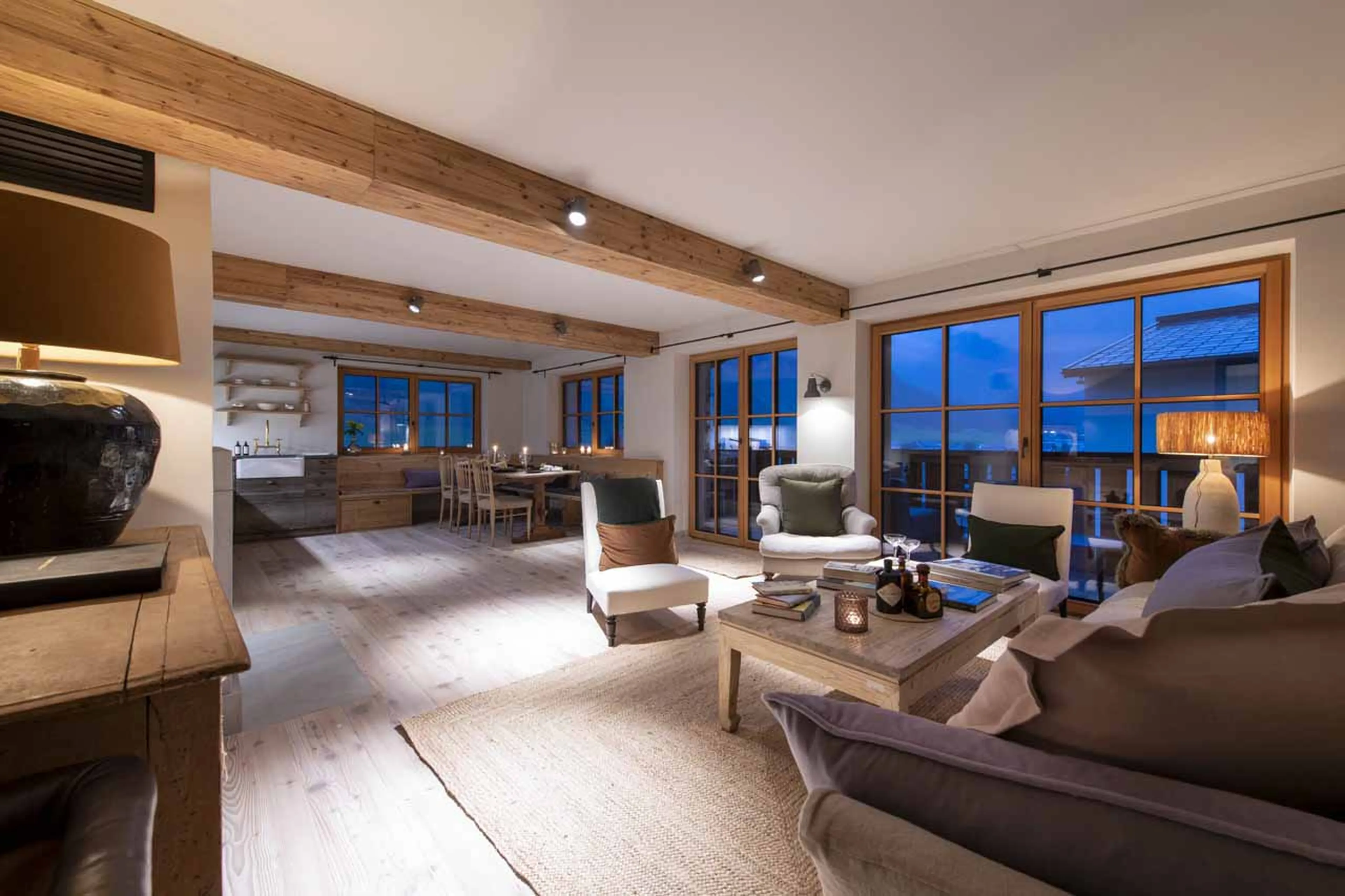 Open plan living area at Apartment Brunnenhof 8 in Lech