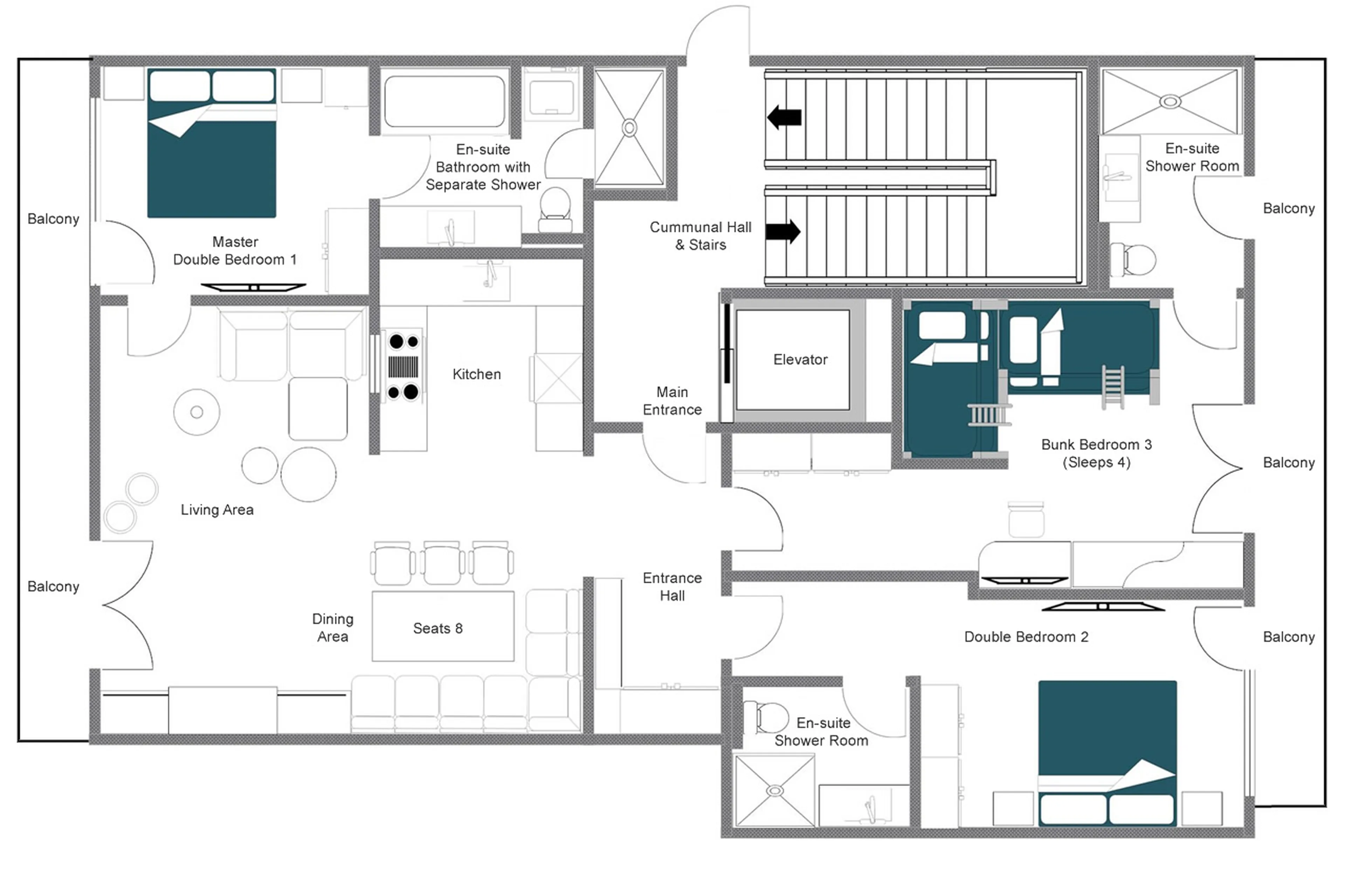 Floor plan of  Apartment Brunnenhof 9 in Lech