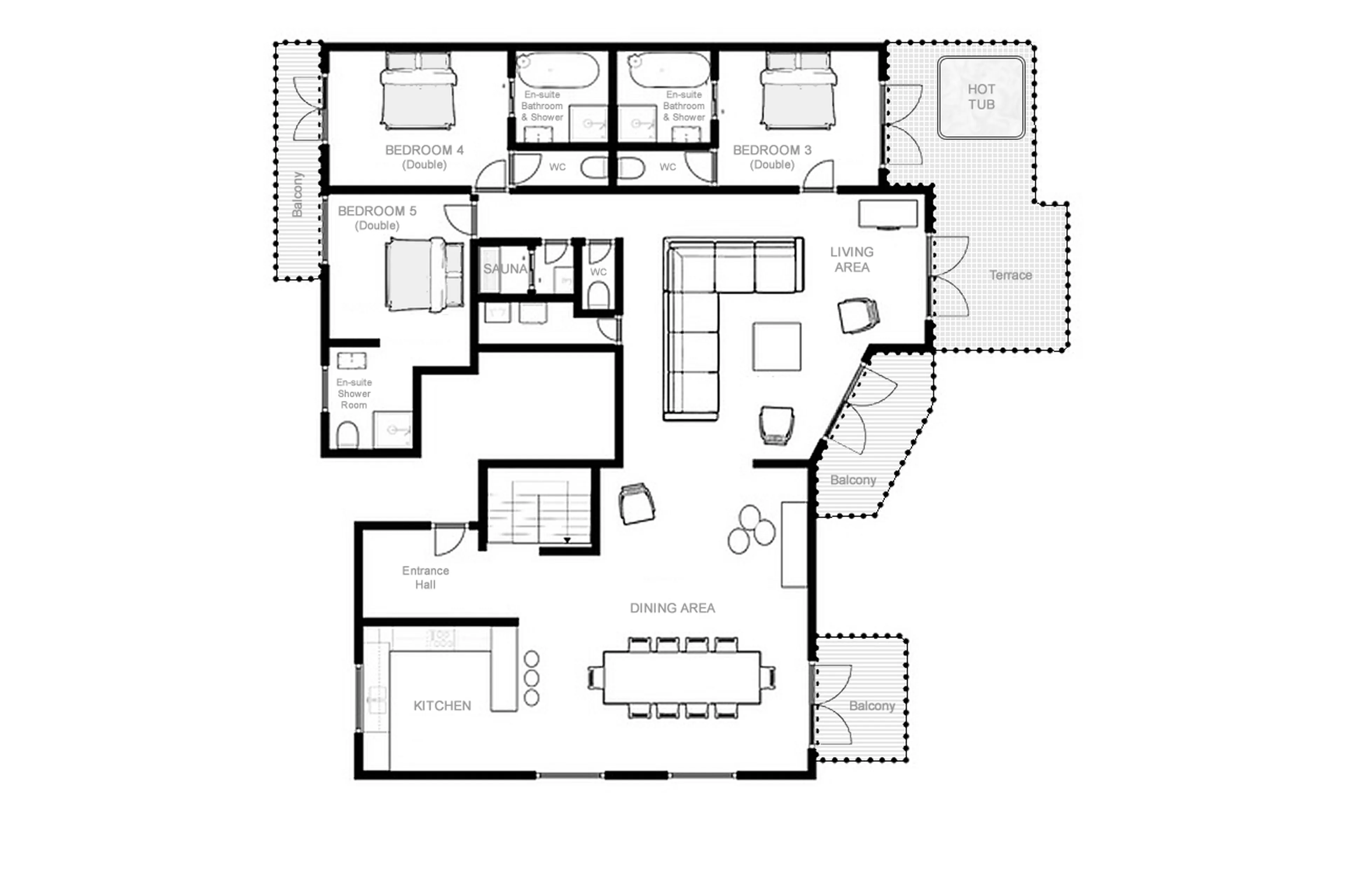 Lower Level floor plan of Apartment Slopeside in Val d'Isere