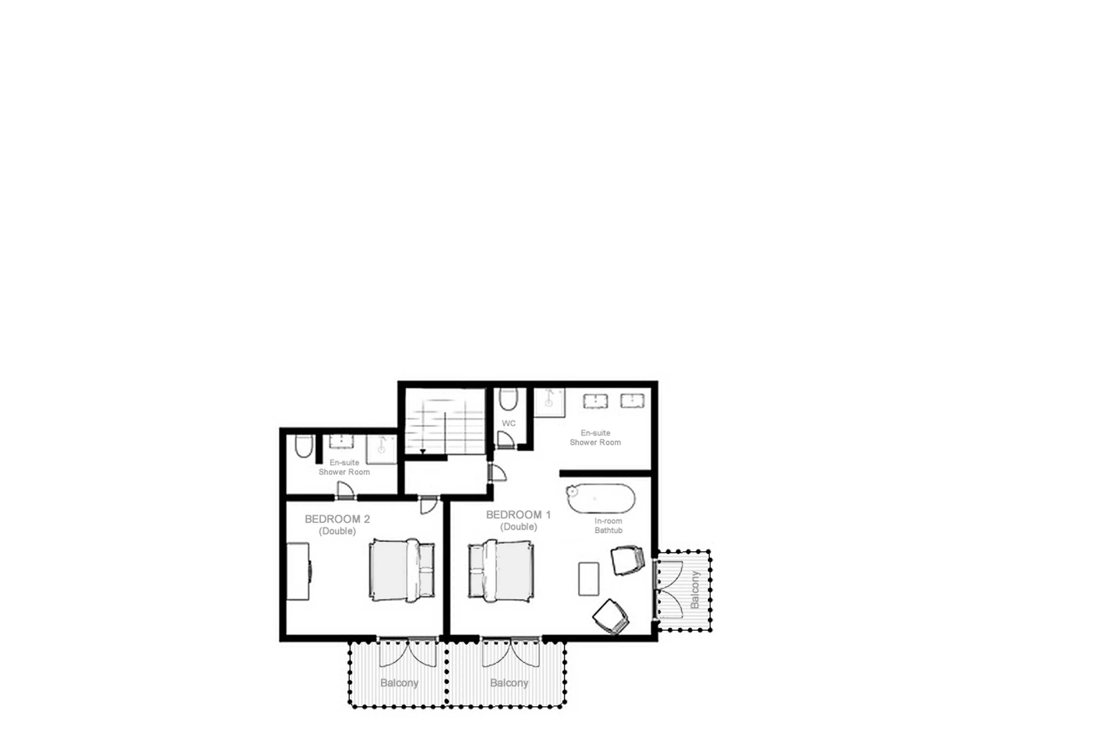 Upper Level floor plan of Apartment Slopeside in Val d'Isere