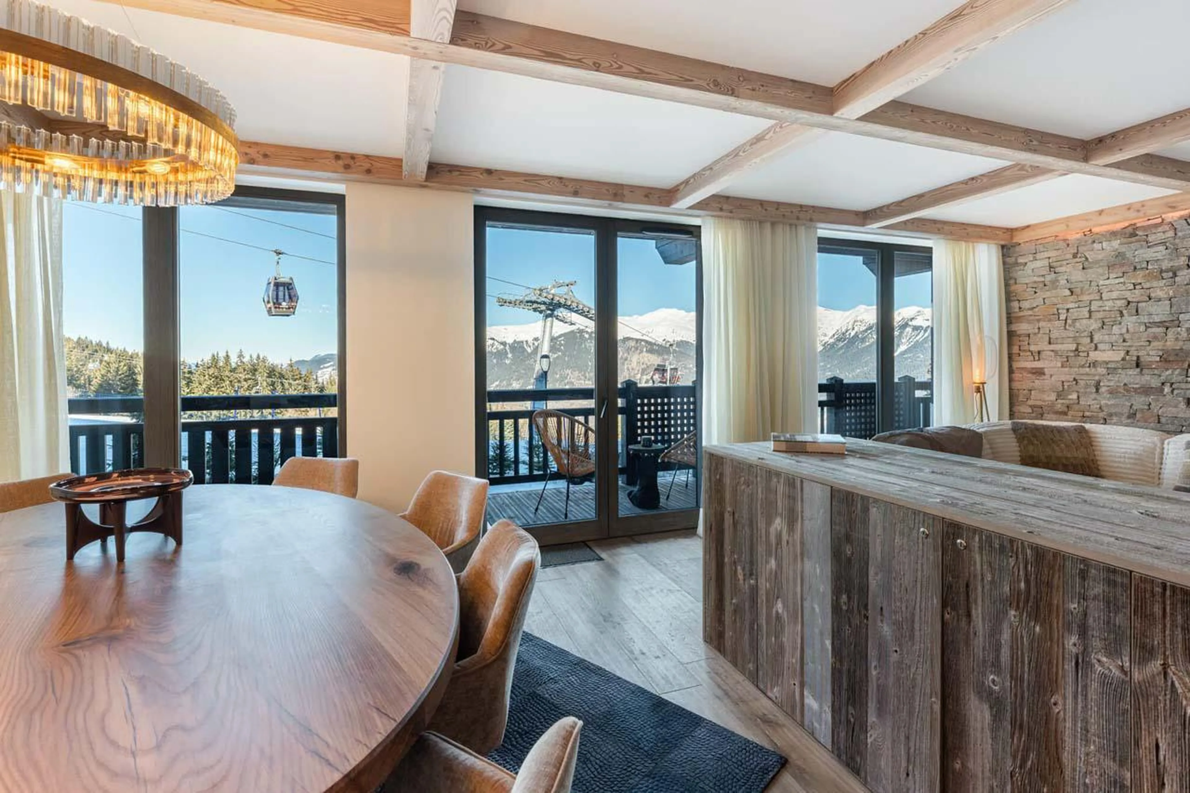 Open-plan living space at Apartment Castano in Courchevel 1850