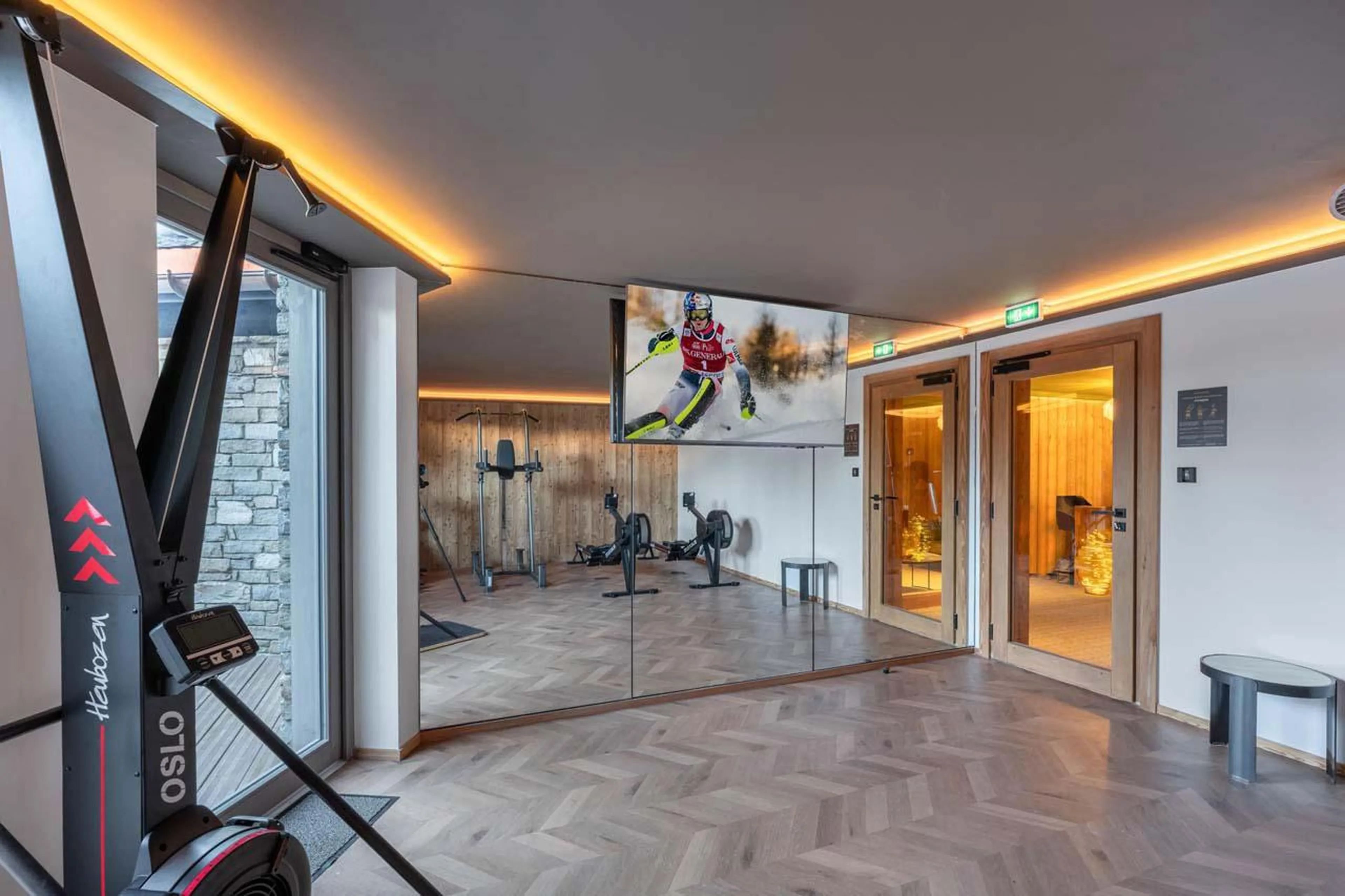 Bright and spacious gym at Apartment Castano in Courchevel 1850