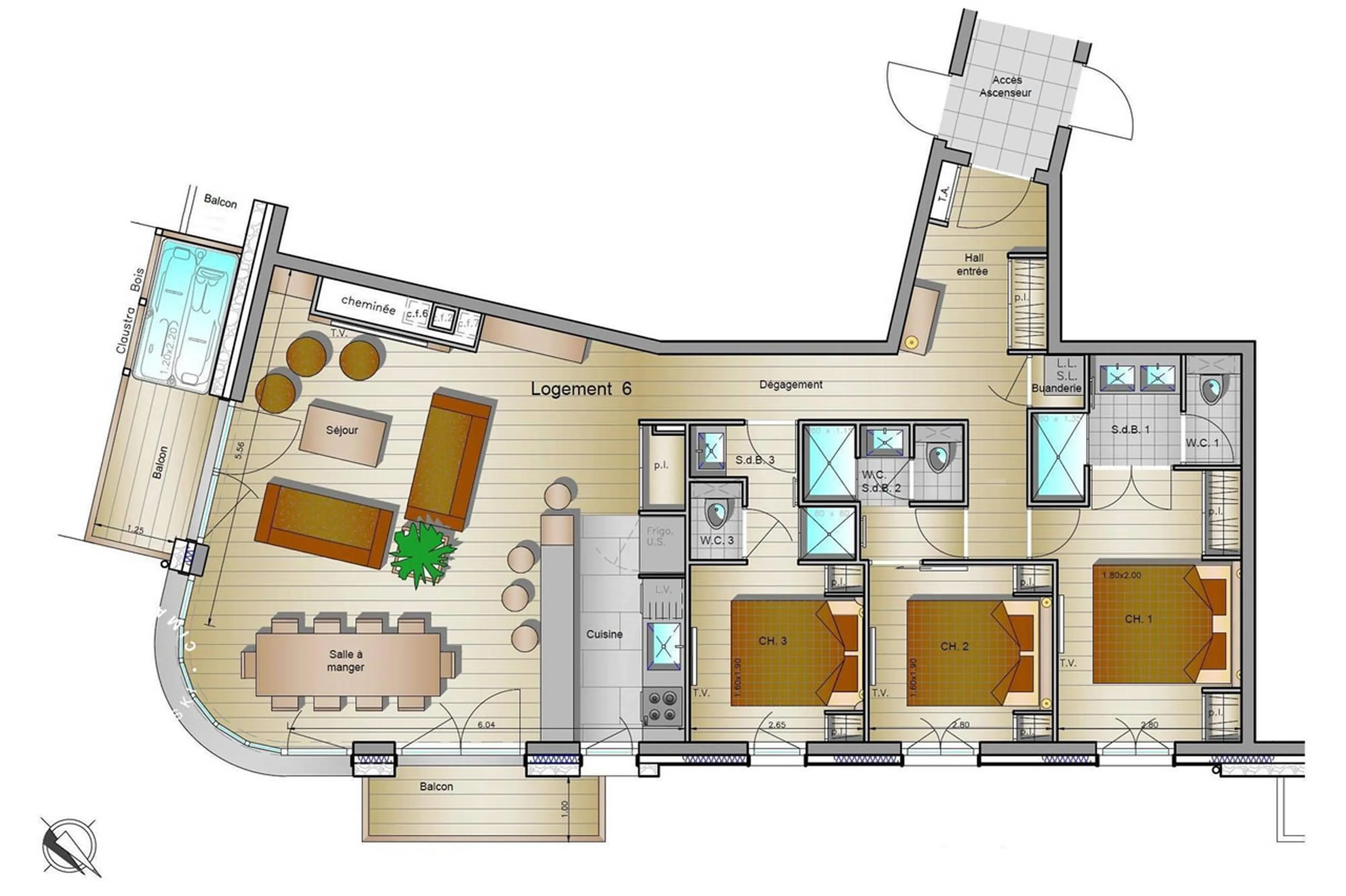 Floor plan of Apartment Castor in Val d'Isere