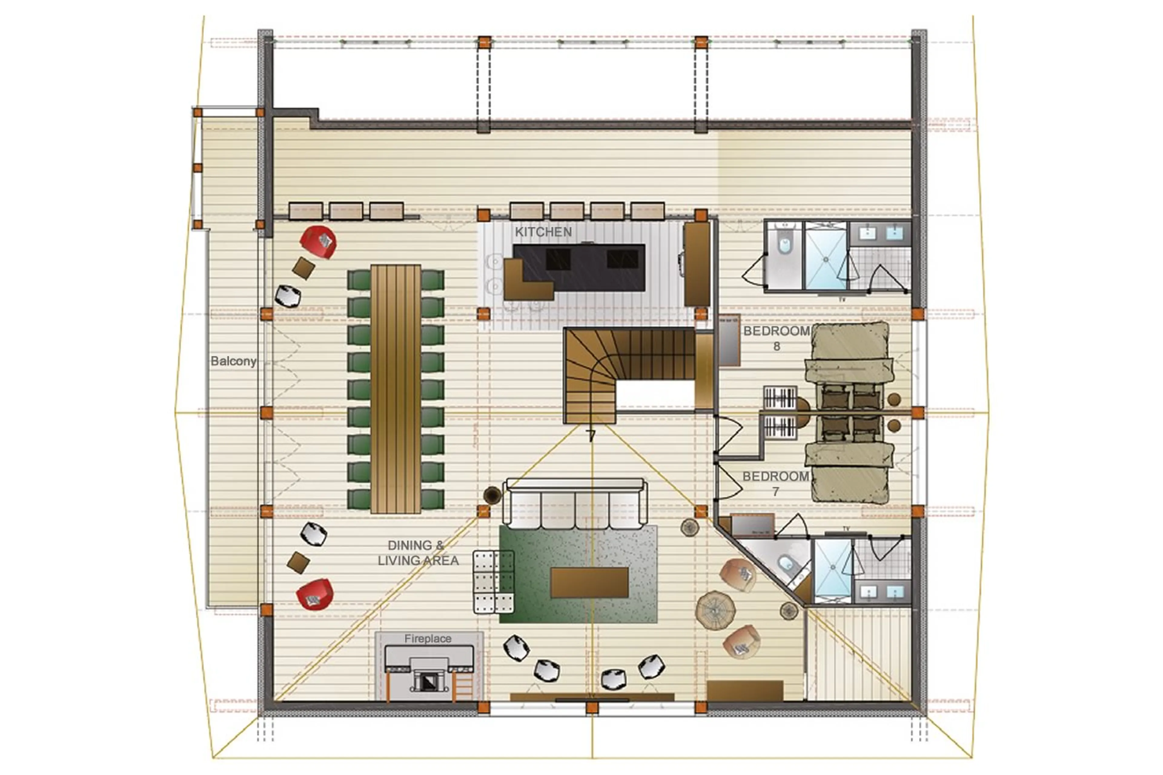 Top level floor plan of Apartment Charvet in Val d'Isere