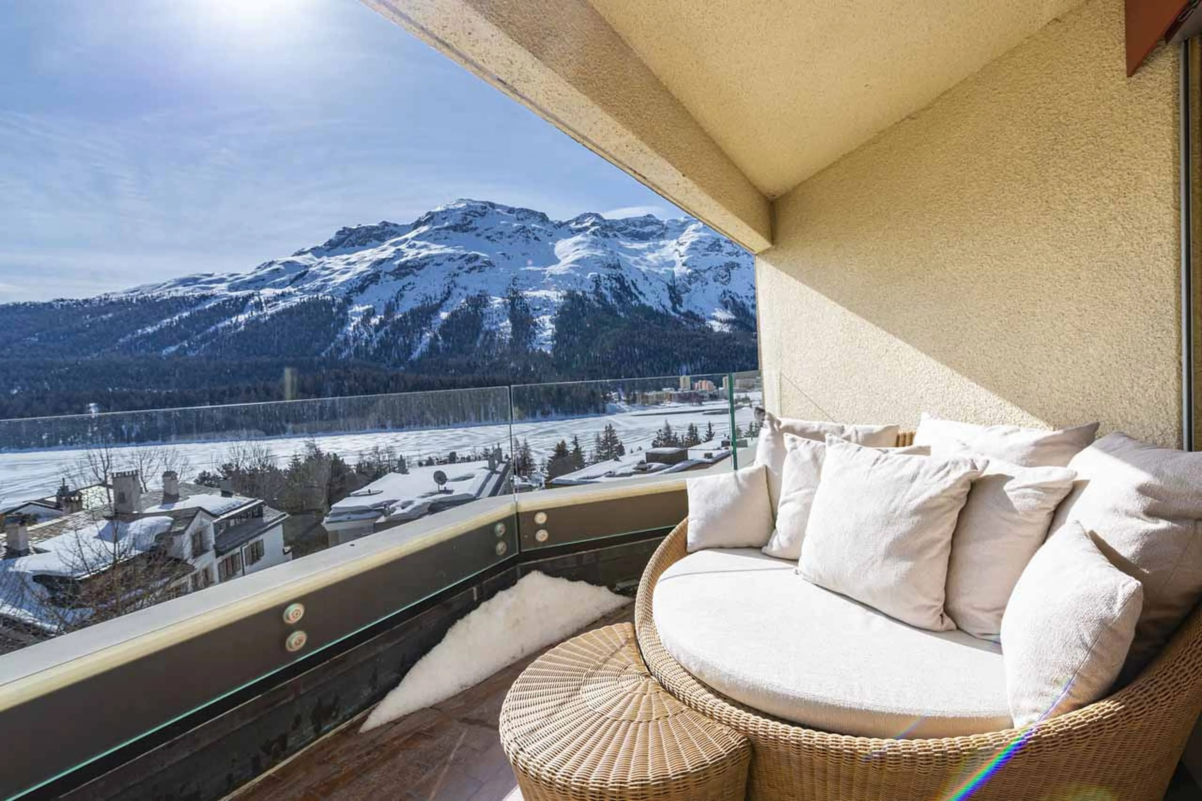 Apartment City Life views from balcony in St Moritz
