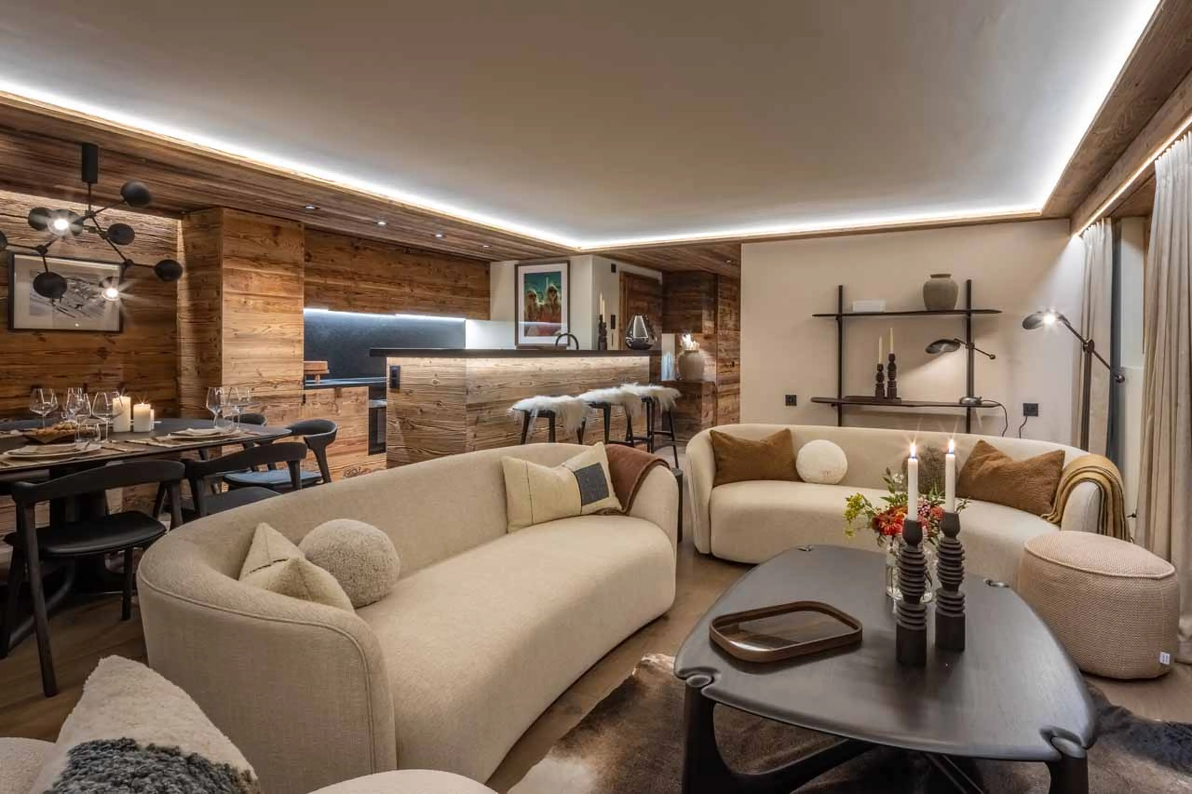 Living area sofas at Apartment Corbettaz in Verbier