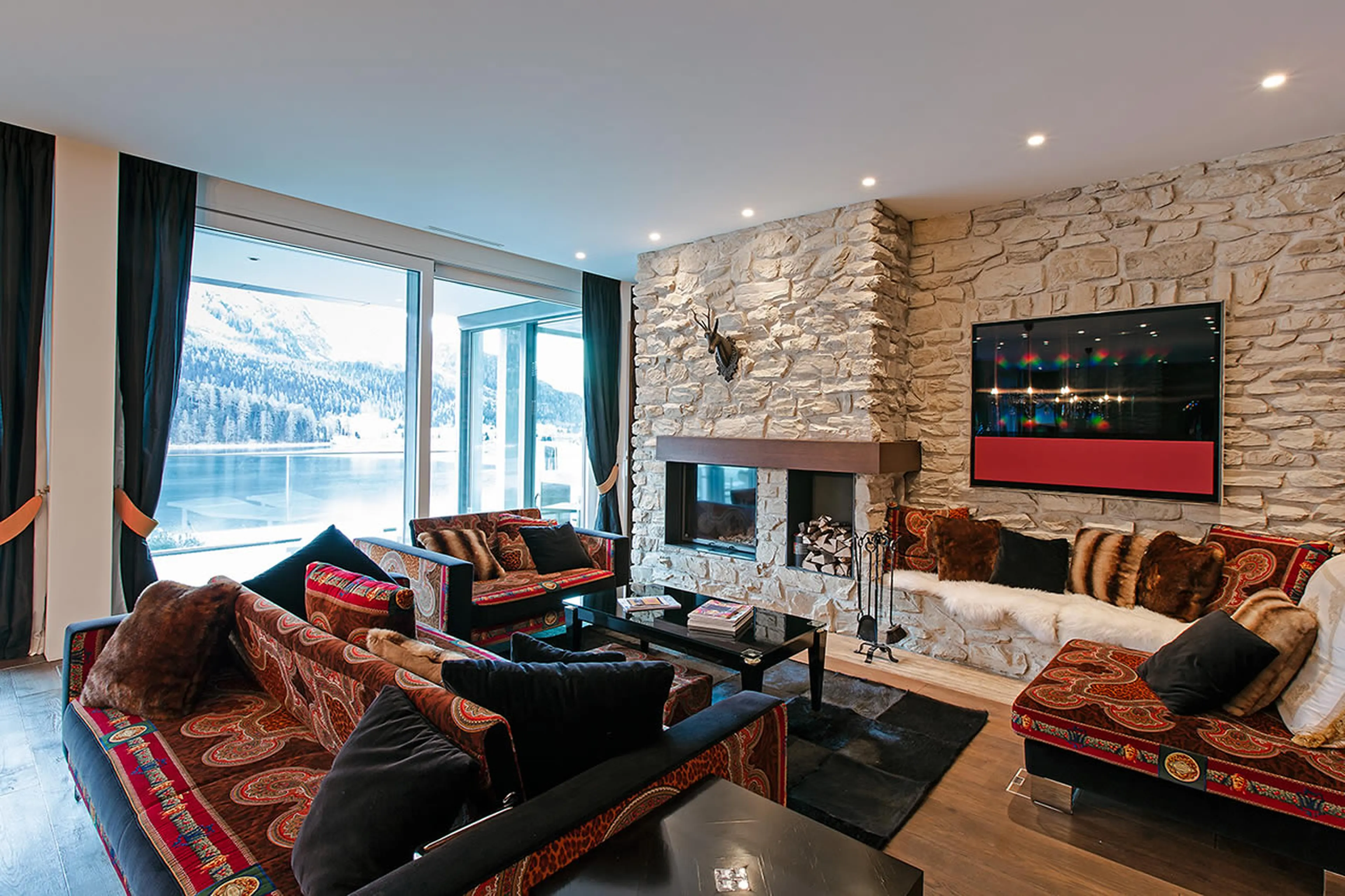 Balcony off living area of  Apartment Giuliani in St Moritz