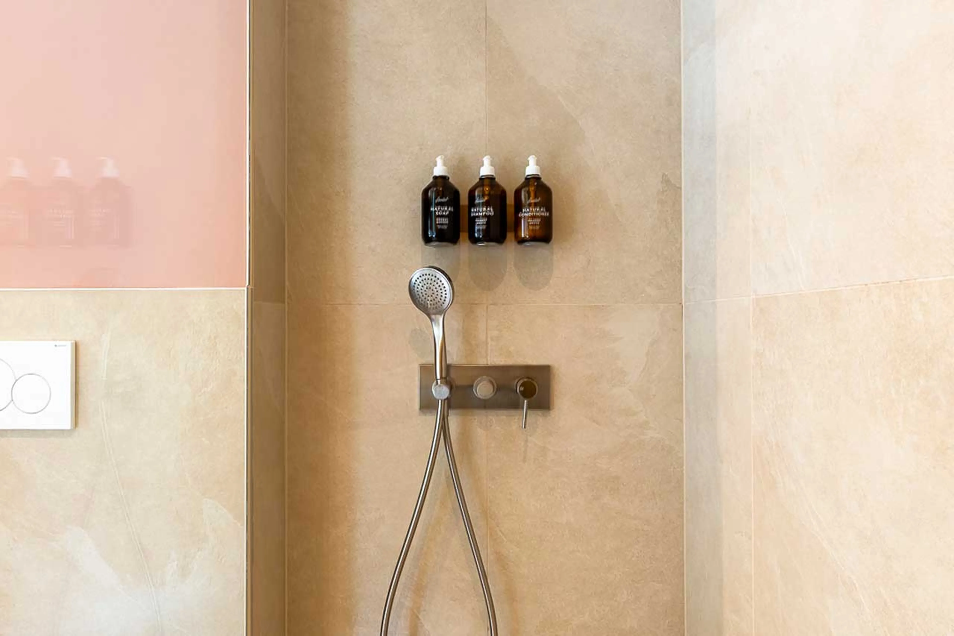 Bedroom 1 en-suite shower at Apartment Fix You in Zermatt