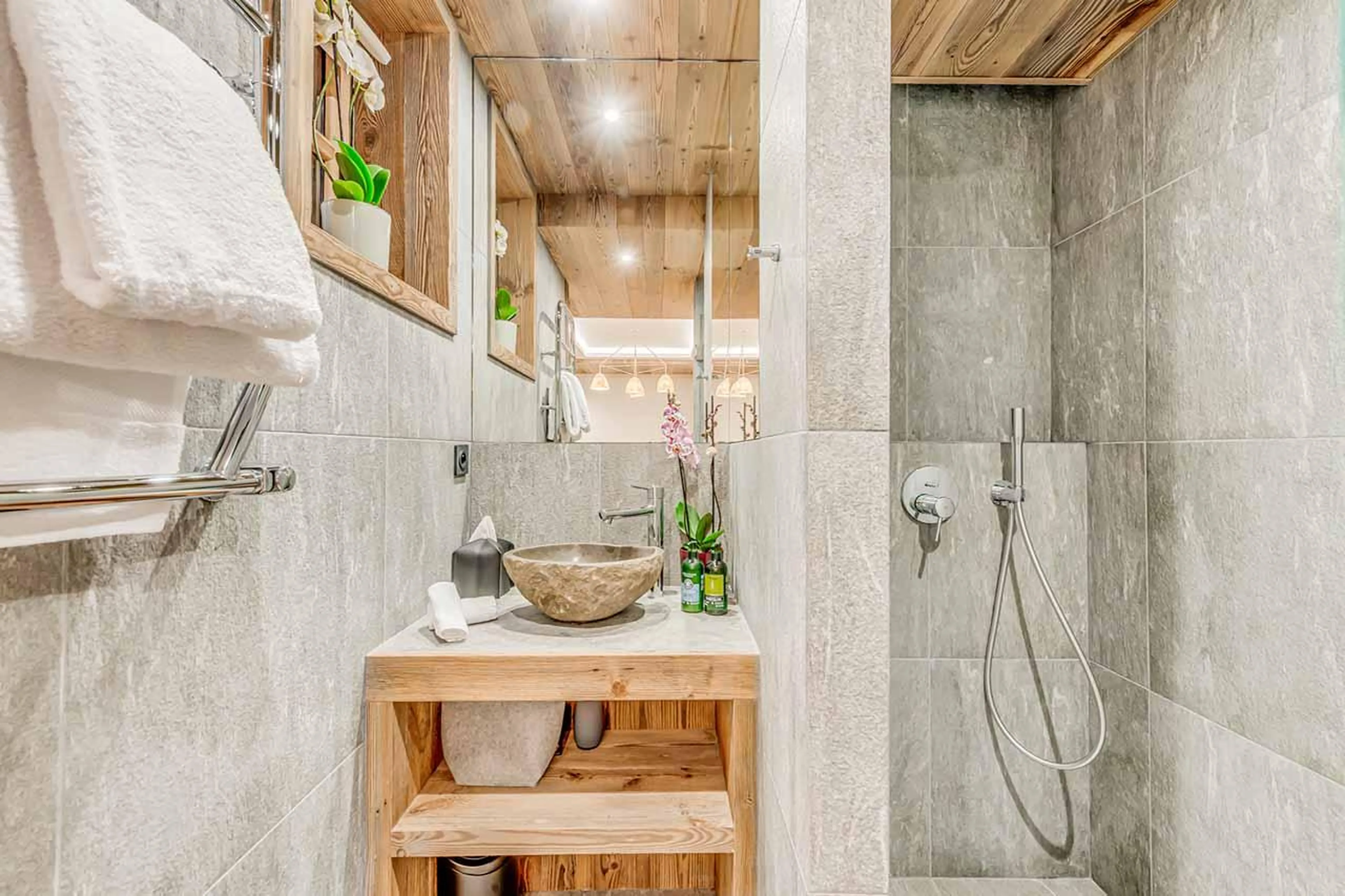 En-suite shower room in Apartment Flora, Val d'Isere