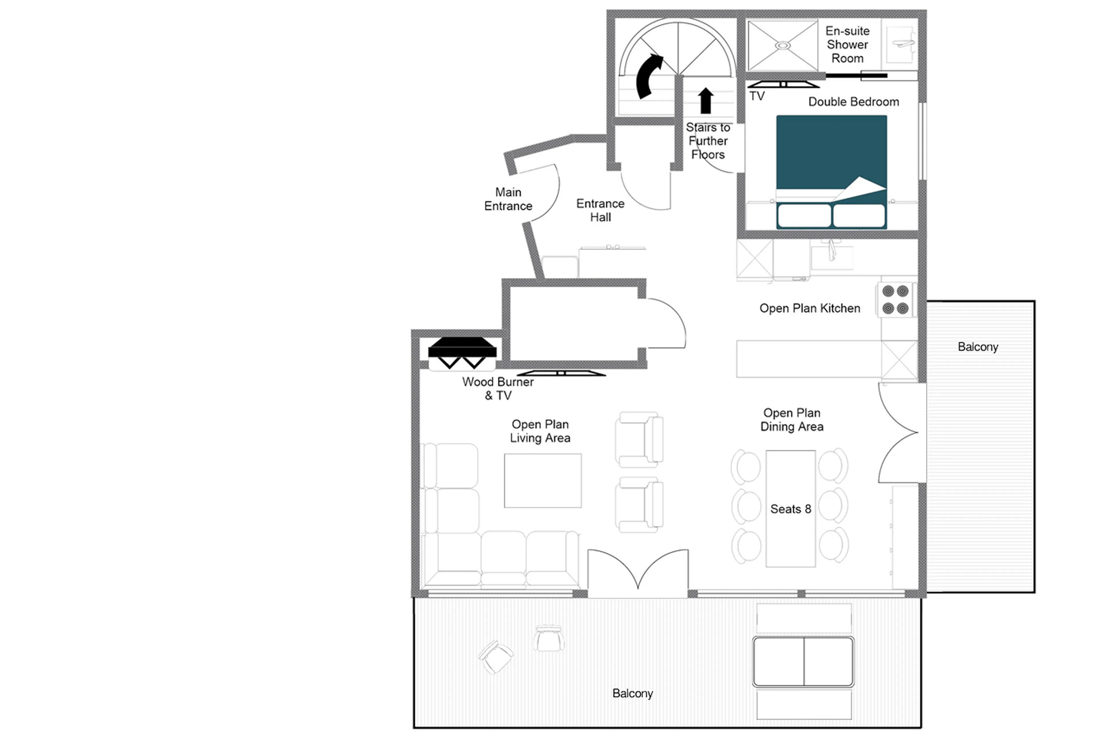 Main level floor plan of Apartment Grand Pre in Val d'Isere