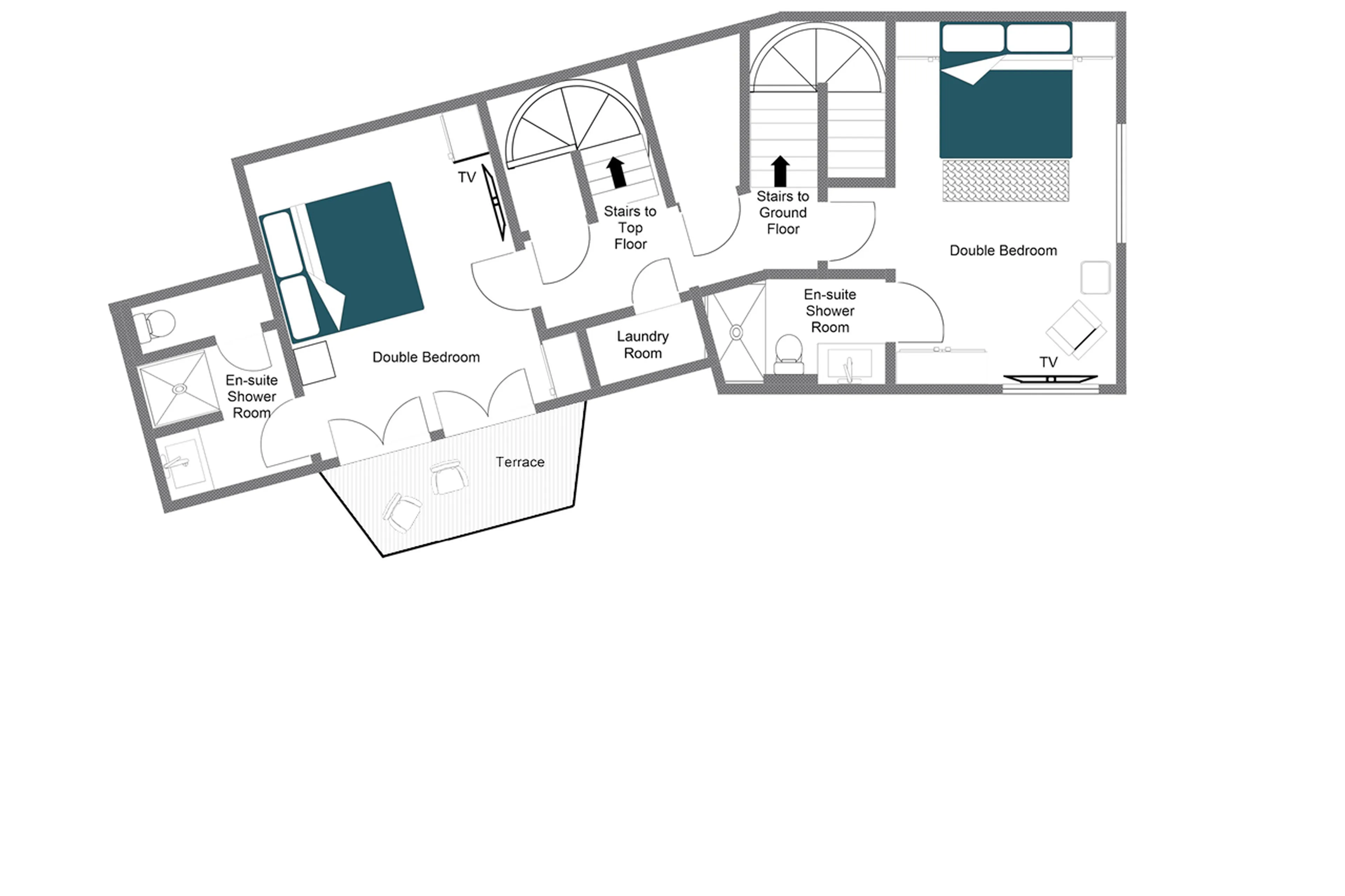 Upper level floor plan of Apartment Grand Pre in Val d'Isere
