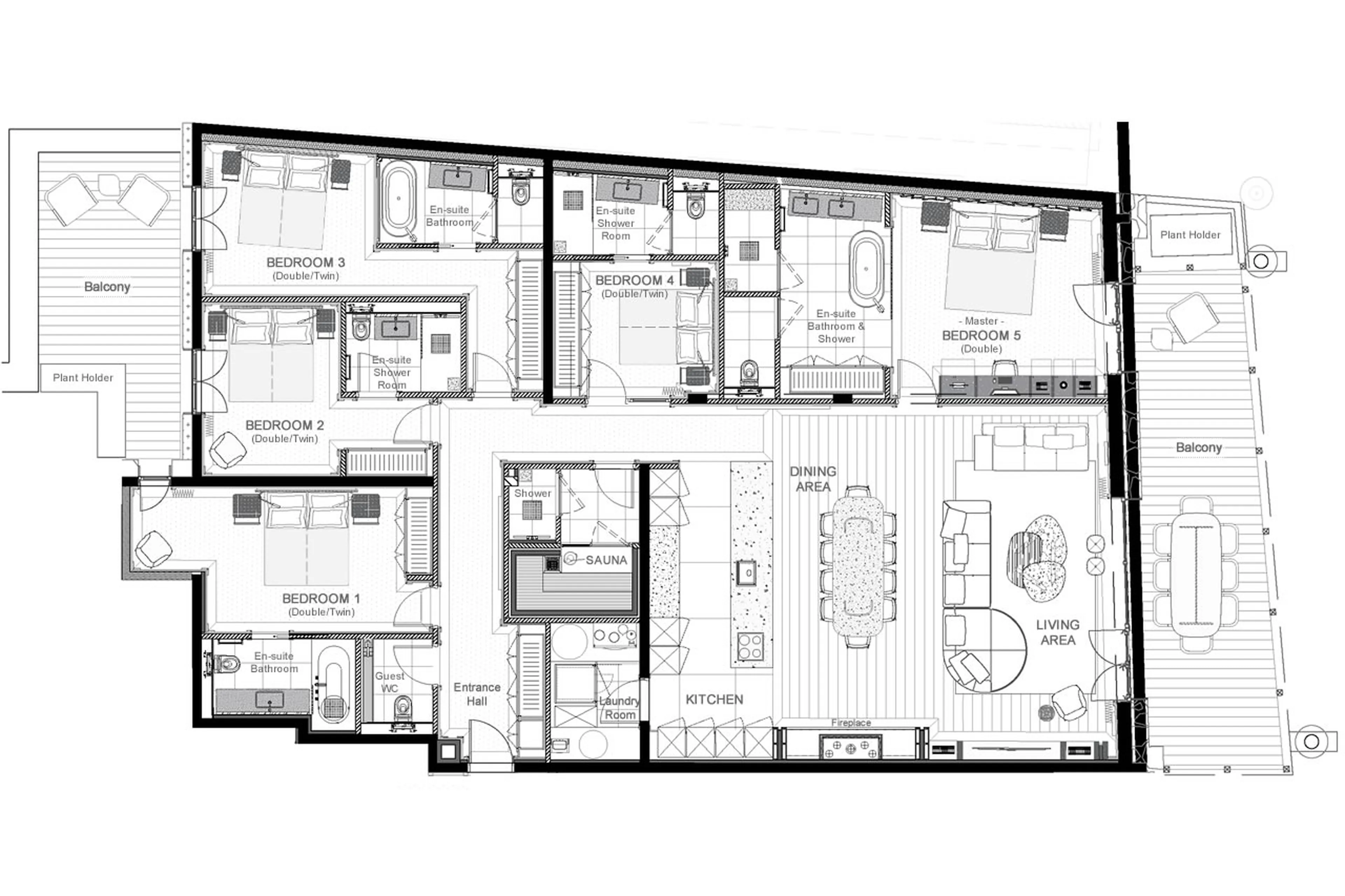 Floor plan of Apartment L'Enjopa in Val d'Isere